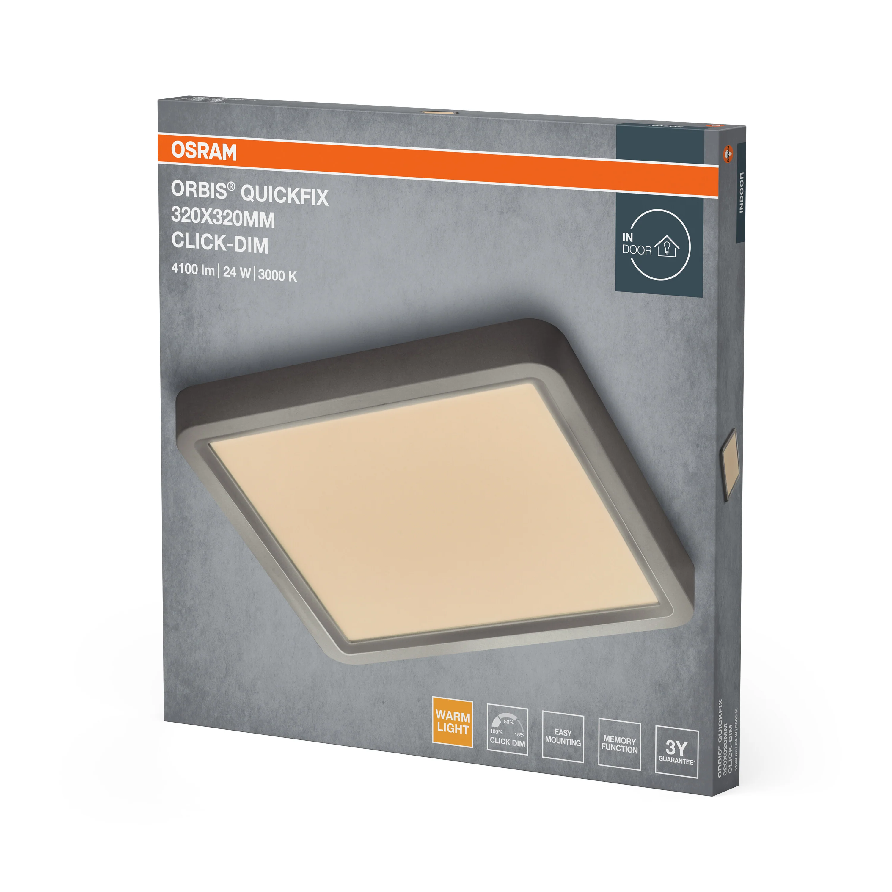 Plafon LED OSRAM Orbis Quickfix 320x320mm 24W Click Dim 830 Silver - Image 6