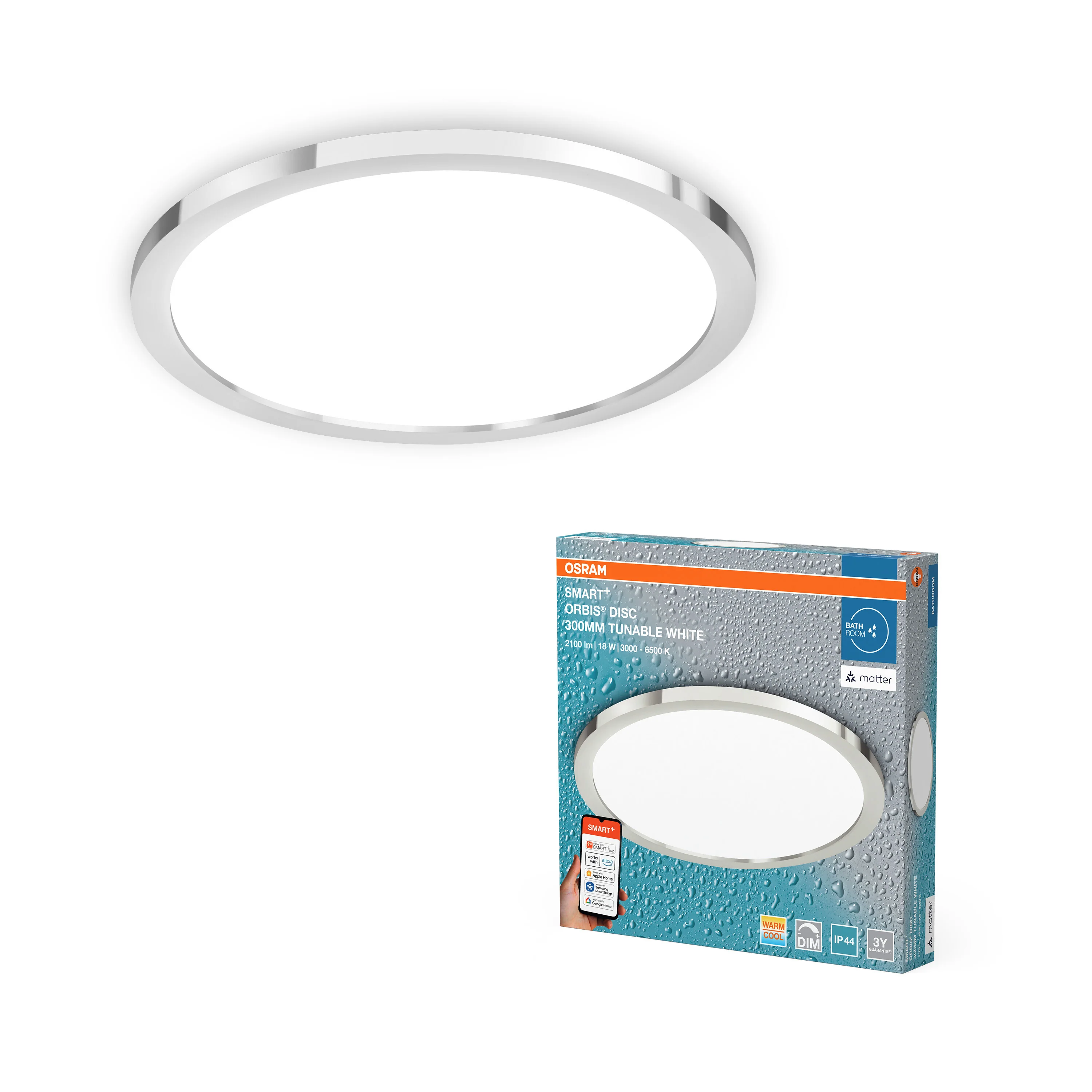 Plafon LED OSRAM SMART+ MATTER Orbis Disc IP44 300mm Tunable biały - Image 5