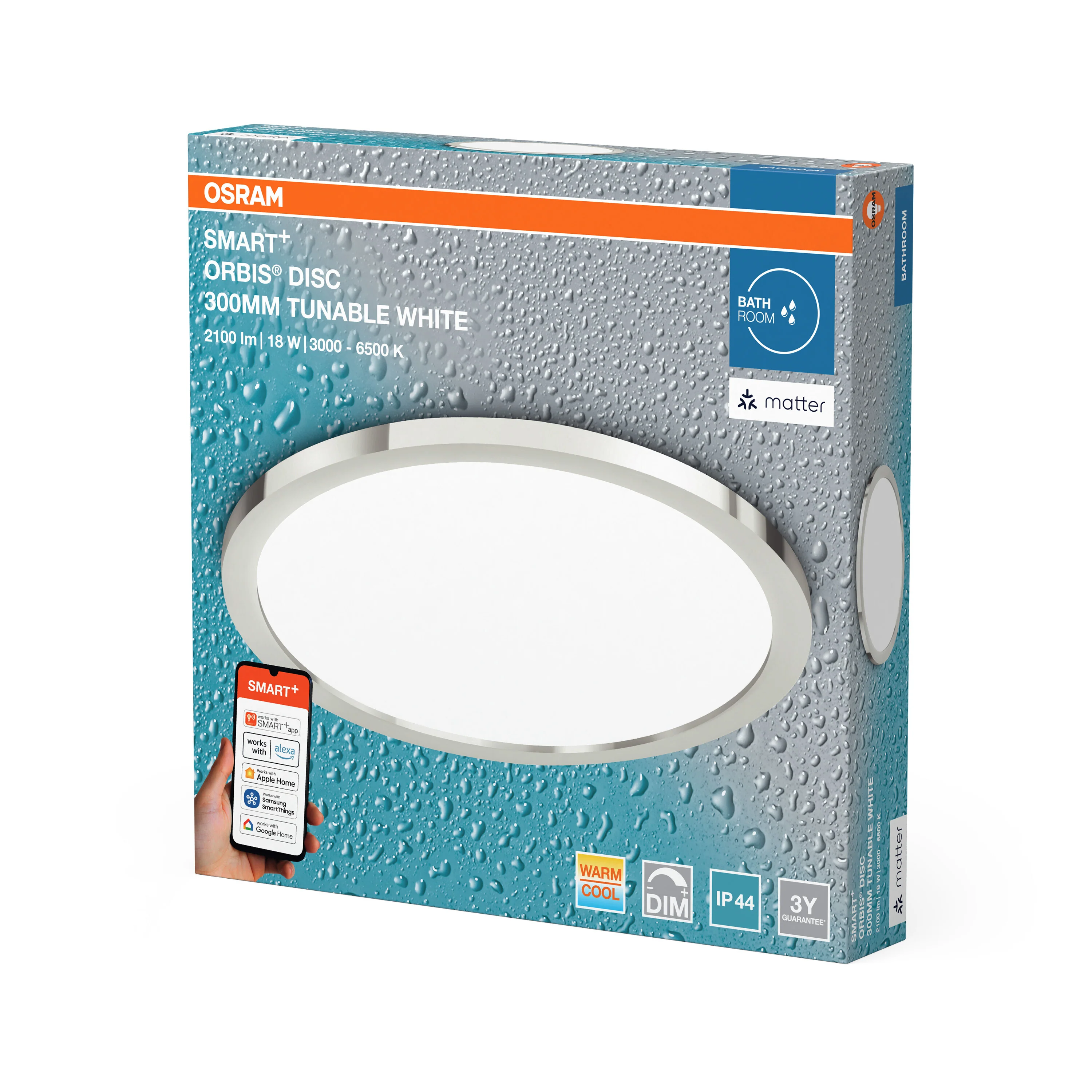 Plafon LED OSRAM SMART+ MATTER Orbis Disc IP44 300mm Tunable biały - Image 6