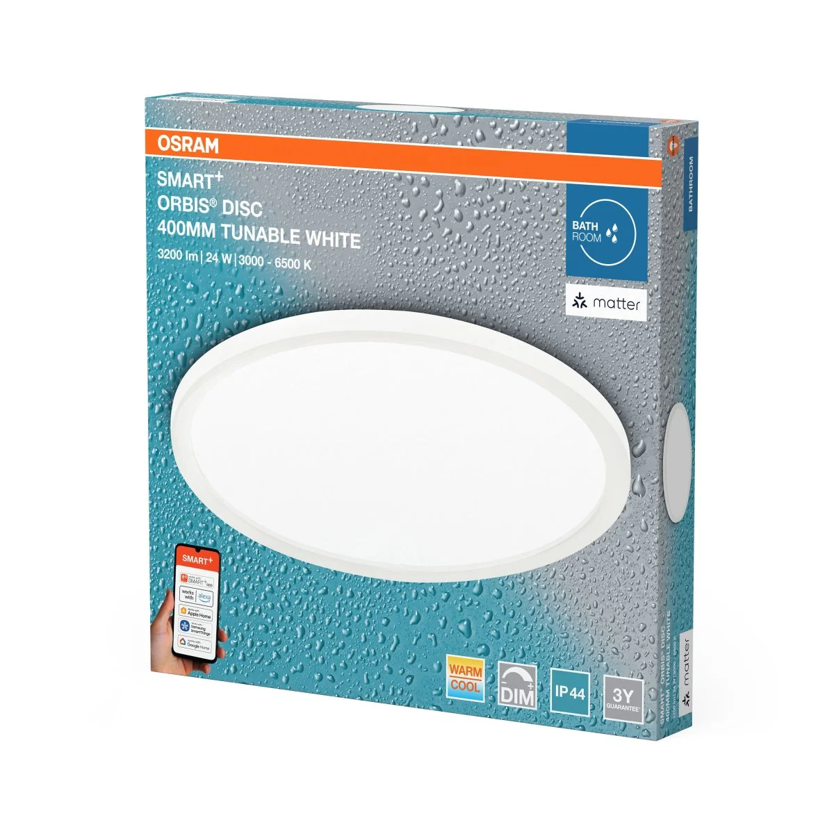 Plafon LED OSRAM SMART+ MATTER Orbis Disc IP44 400mm Tunable biały - Image 2