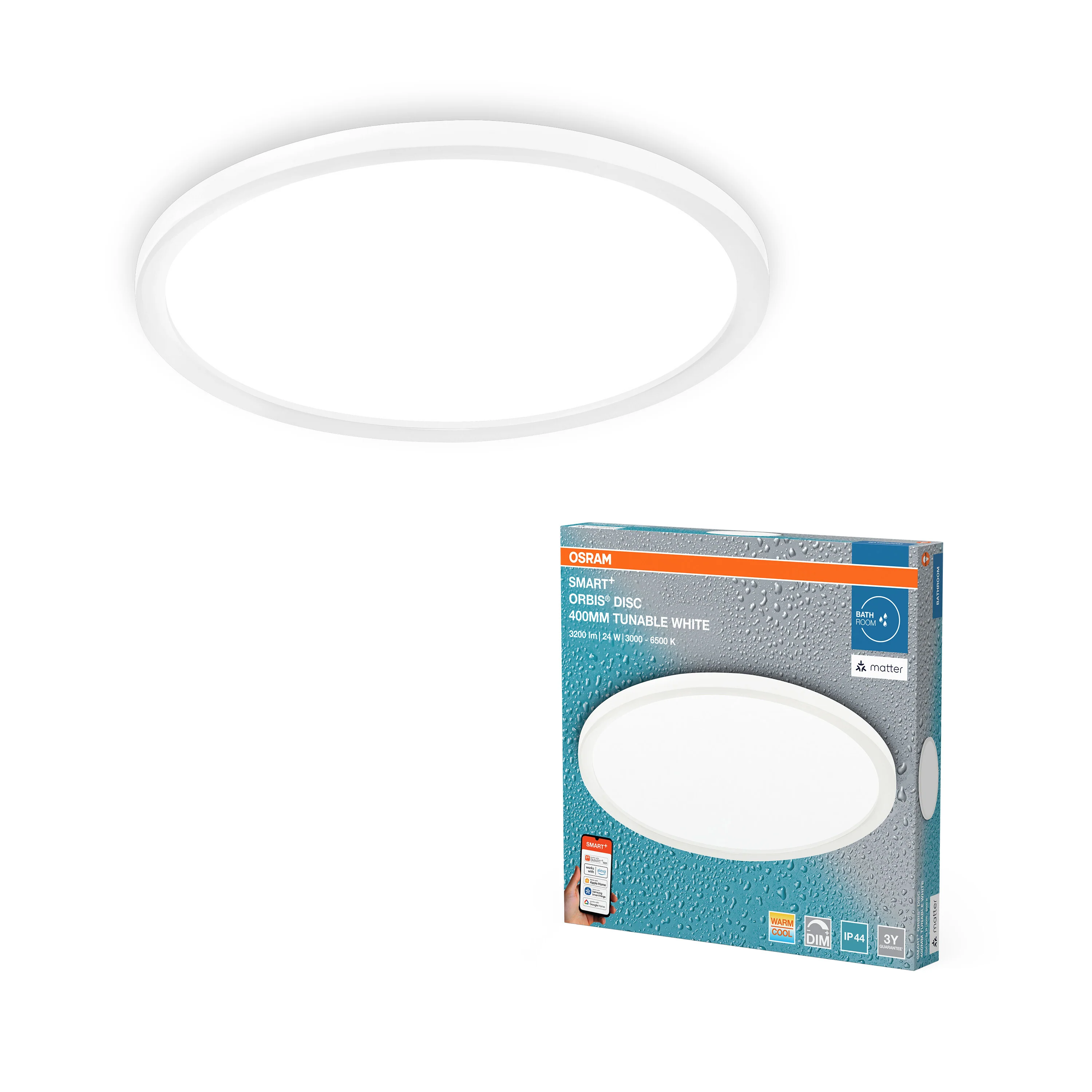 Plafon LED OSRAM SMART+ MATTER Orbis Disc IP44 400mm Tunable biały - Image 5
