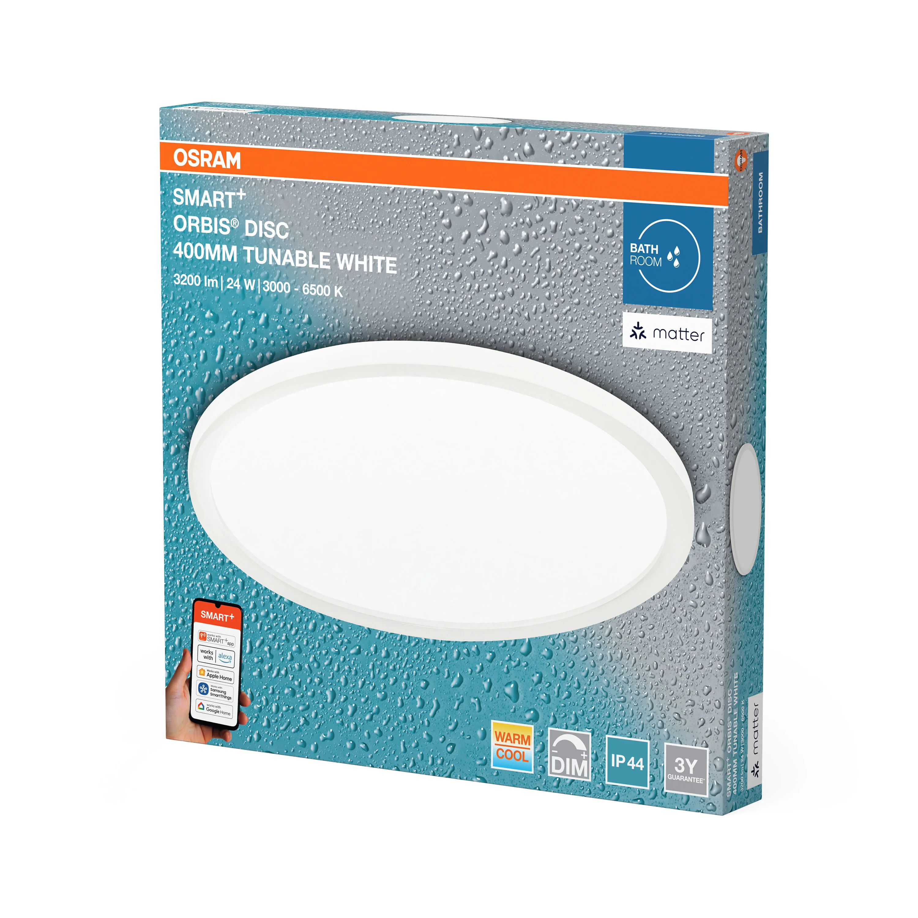 Plafon LED OSRAM SMART+ MATTER Orbis Disc IP44 400mm Tunable biały - Image 6
