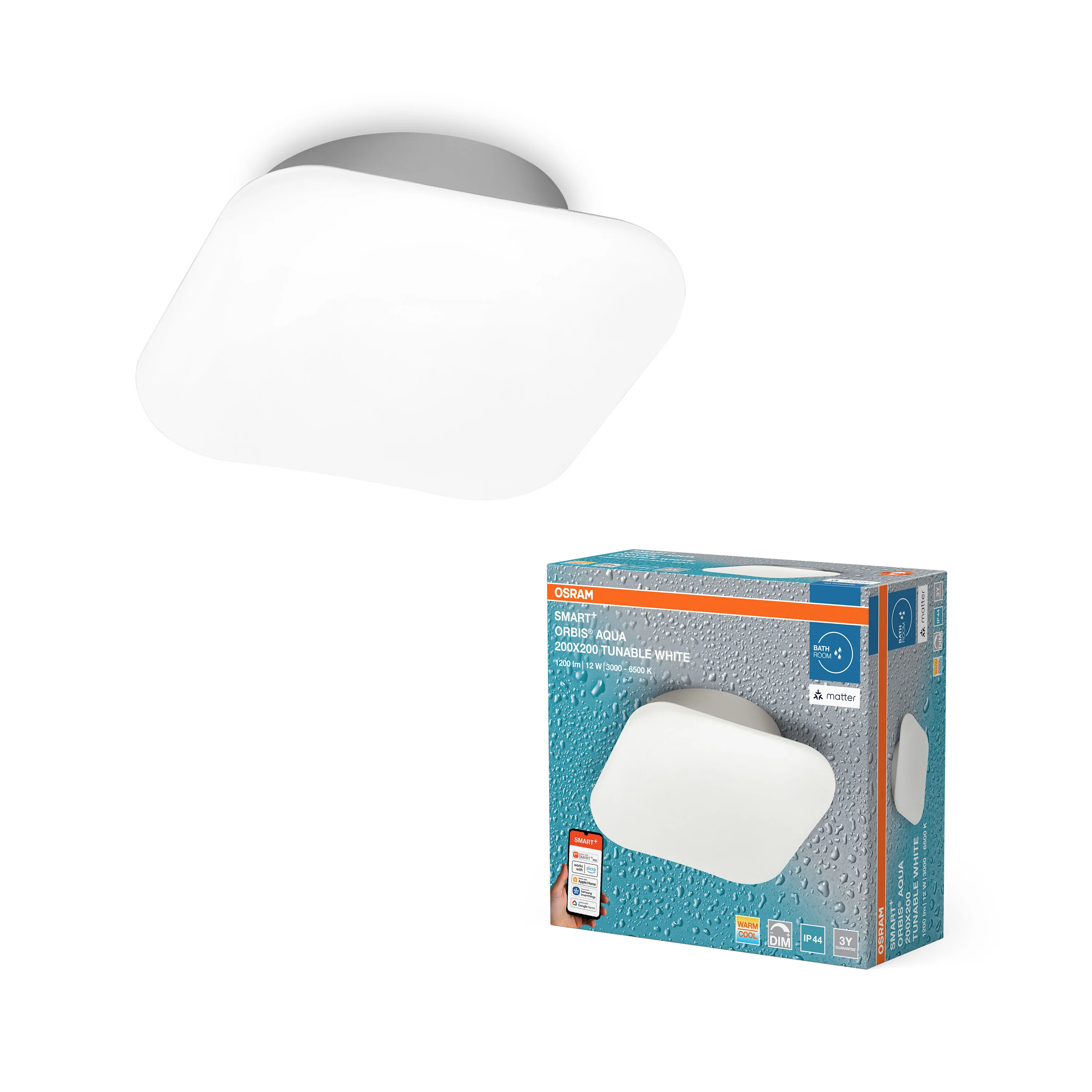 Plafon LED OSRAM SMART+ MATTER Orbis Wall Aqua IP44 200x200mm Tunable biały - Image 5