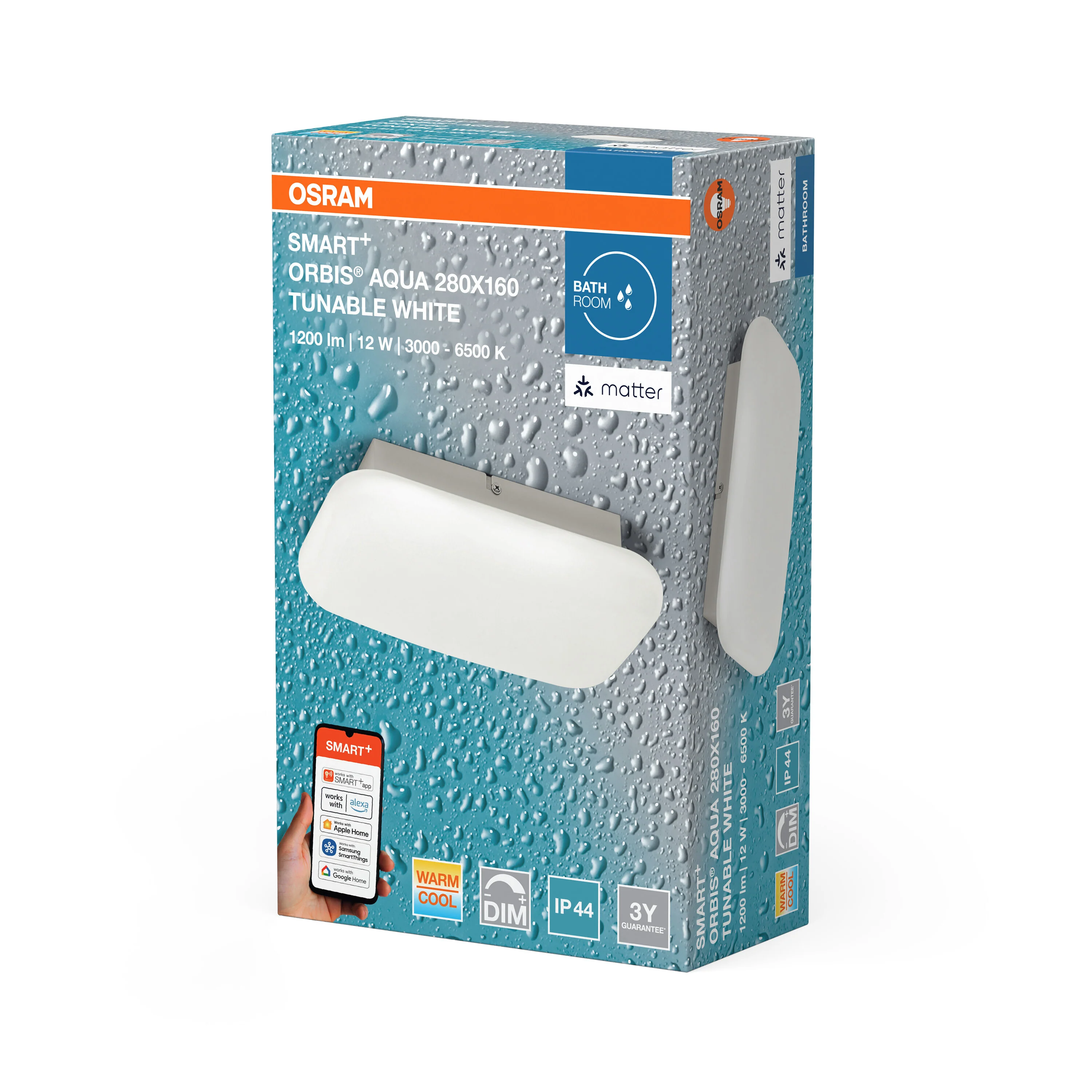 Plafon LED OSRAM SMART+ MATTER Orbis Wall Aqua IP44 280x160mm Tunable biały - Image 6