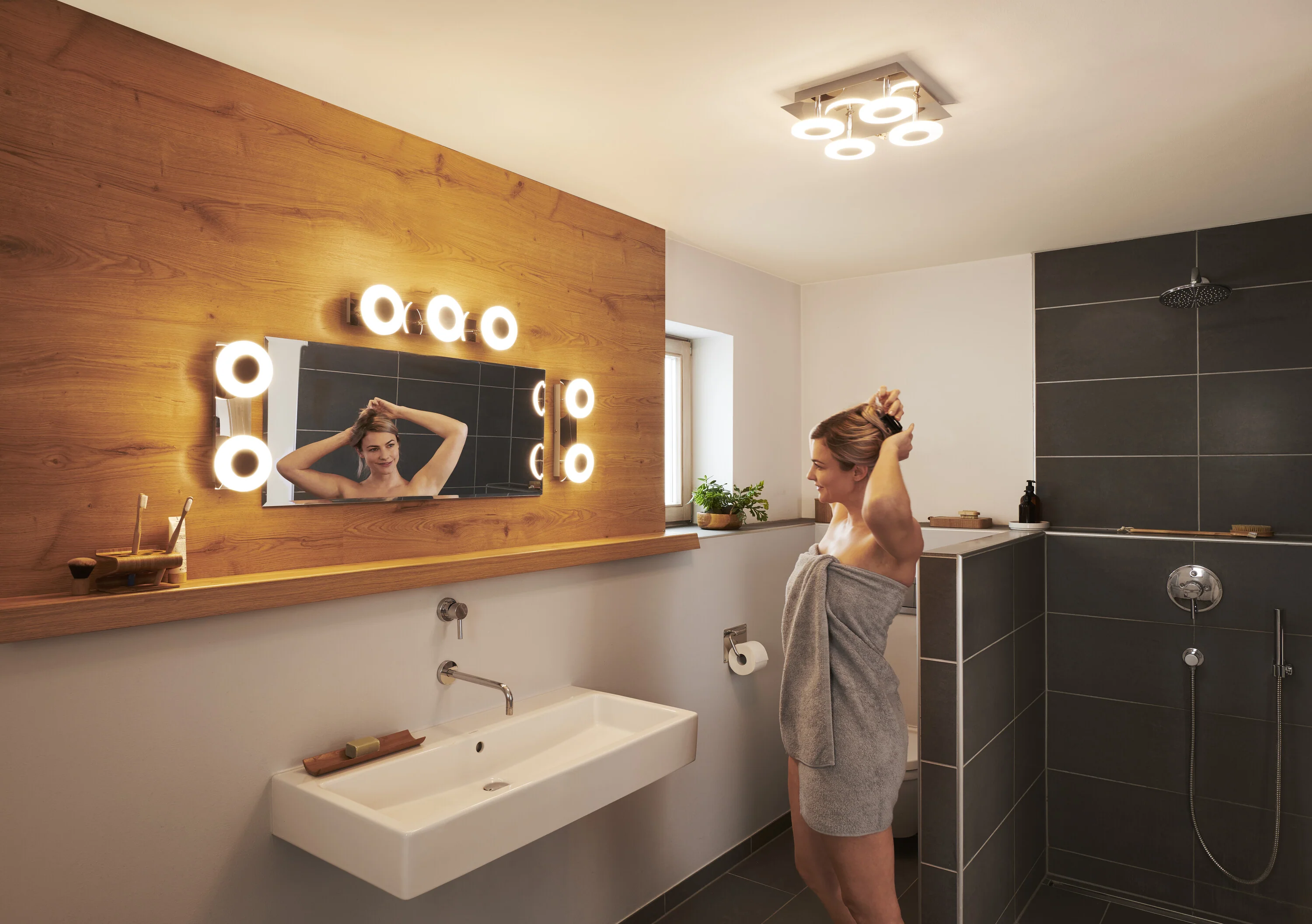 Plafon LED OSRAM SMART+ MATTER Orbis Wall Wave IP44 300x300mm Tunable biały - Image 4