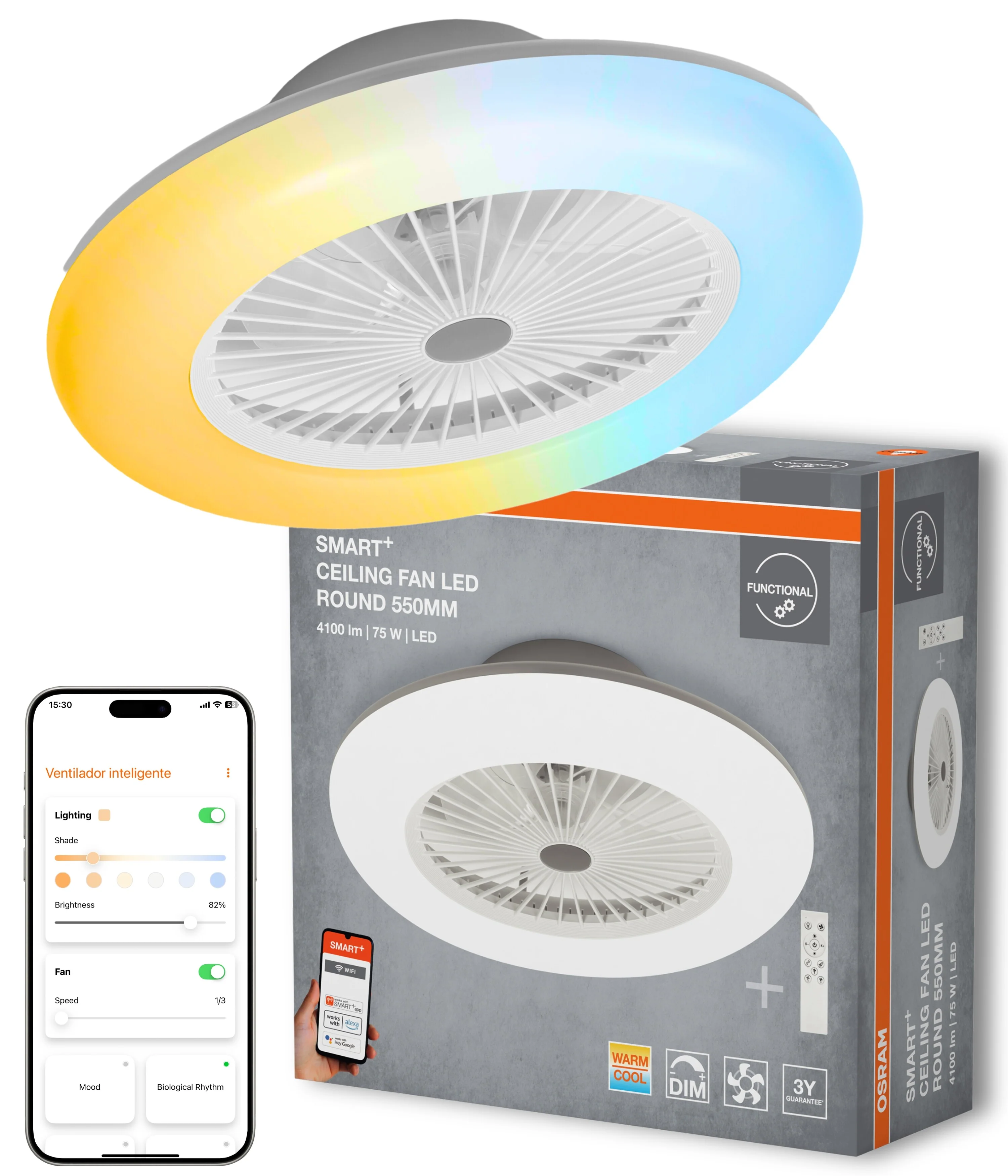 Plafon LED OSRAM SMART+ Wifi Ceiling Fan LED Round 550mm + RC - Image 5