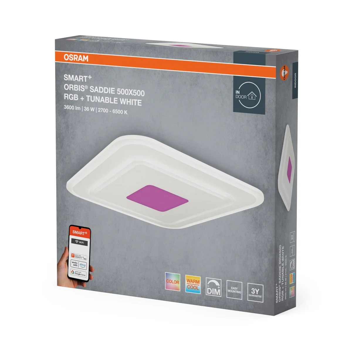 Plafon LED OSRAM SMART+ Wifi Orbis Saddie 500x500mm RGB + TW - Image 2
