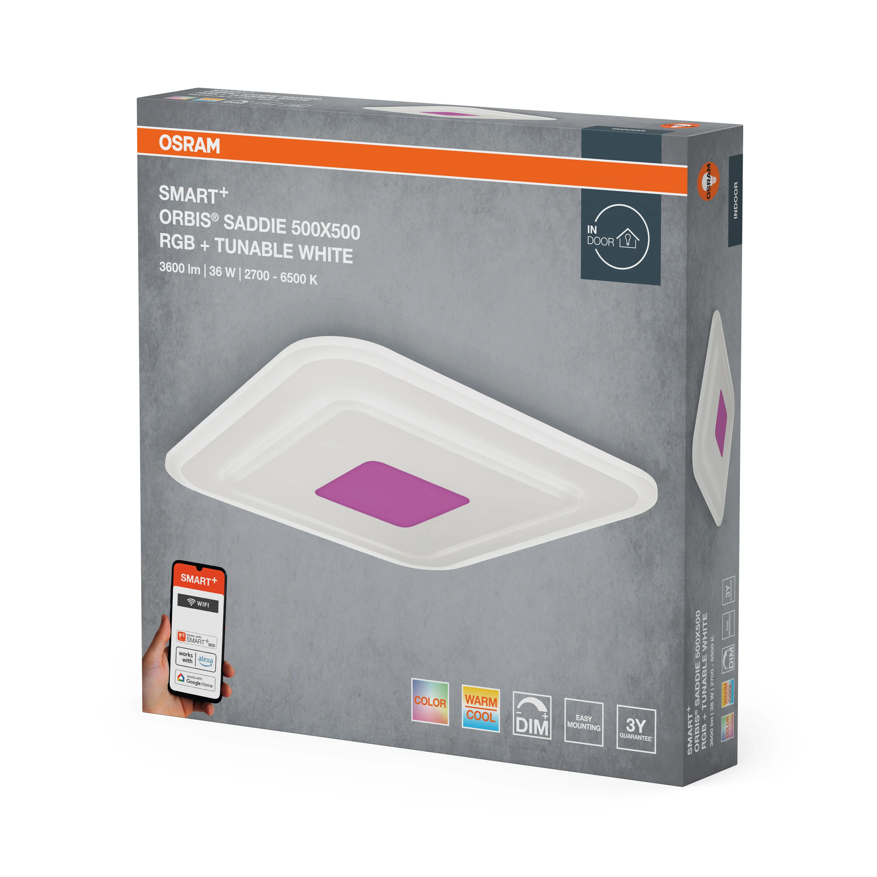 Plafon LED OSRAM SMART+ Wifi Orbis Saddie 500x500mm RGB + TW - Image 6