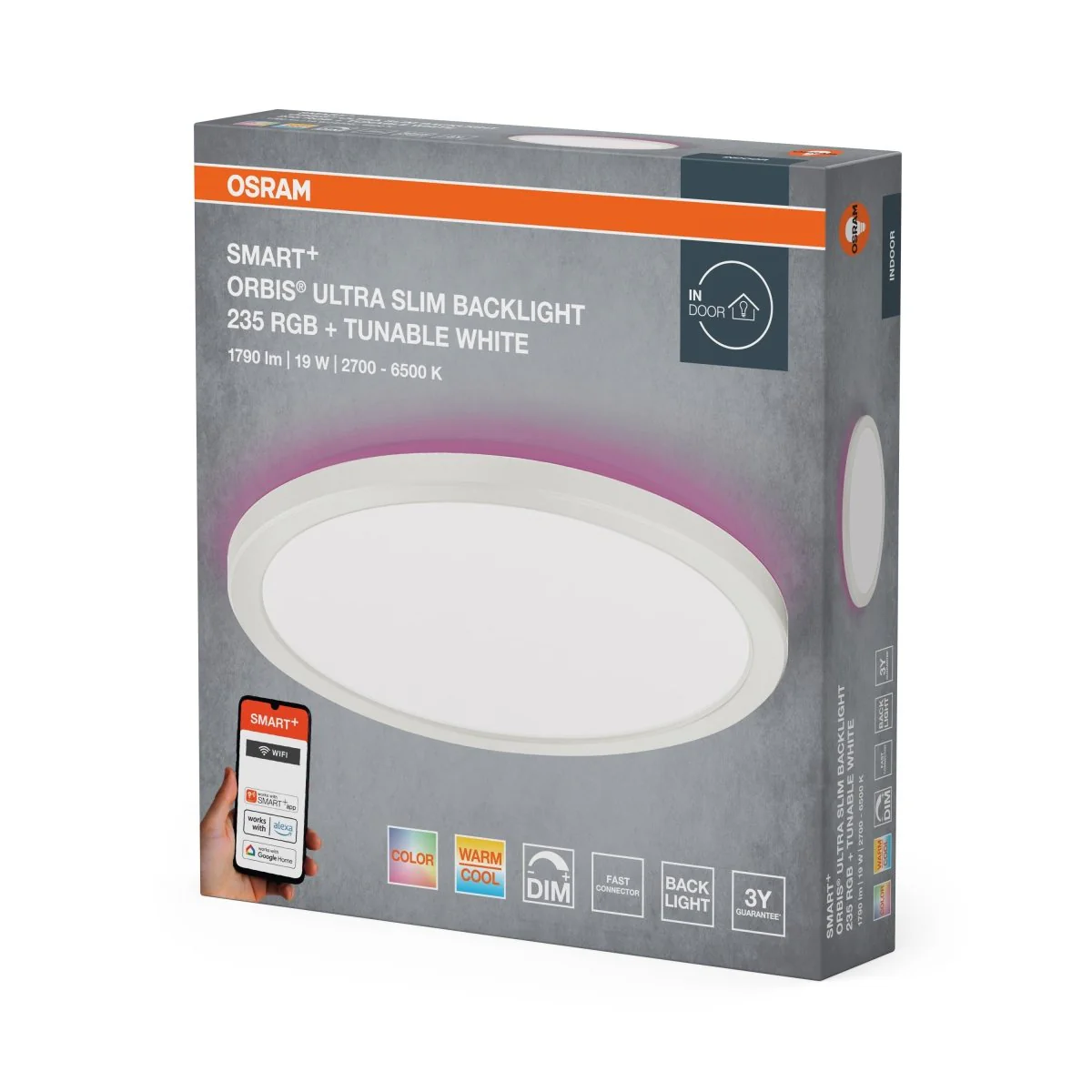 Plafon LED OSRAM SMART+ Wifi Orbis Ultra Slim Backlight 235mm biały RGB + TW - Image 2