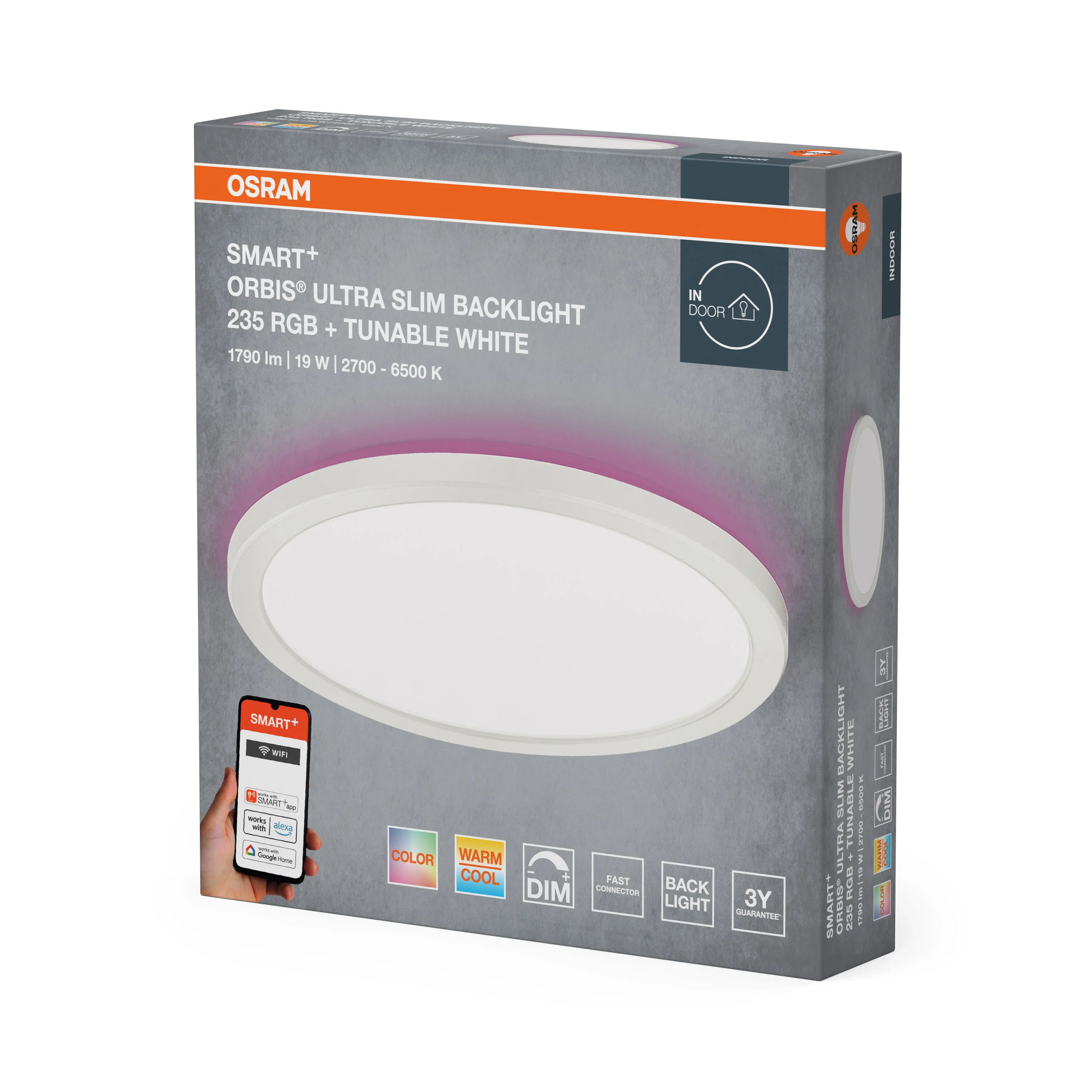 Plafon LED OSRAM SMART+ Wifi Orbis Ultra Slim Backlight 235mm biały RGB + TW - Image 6