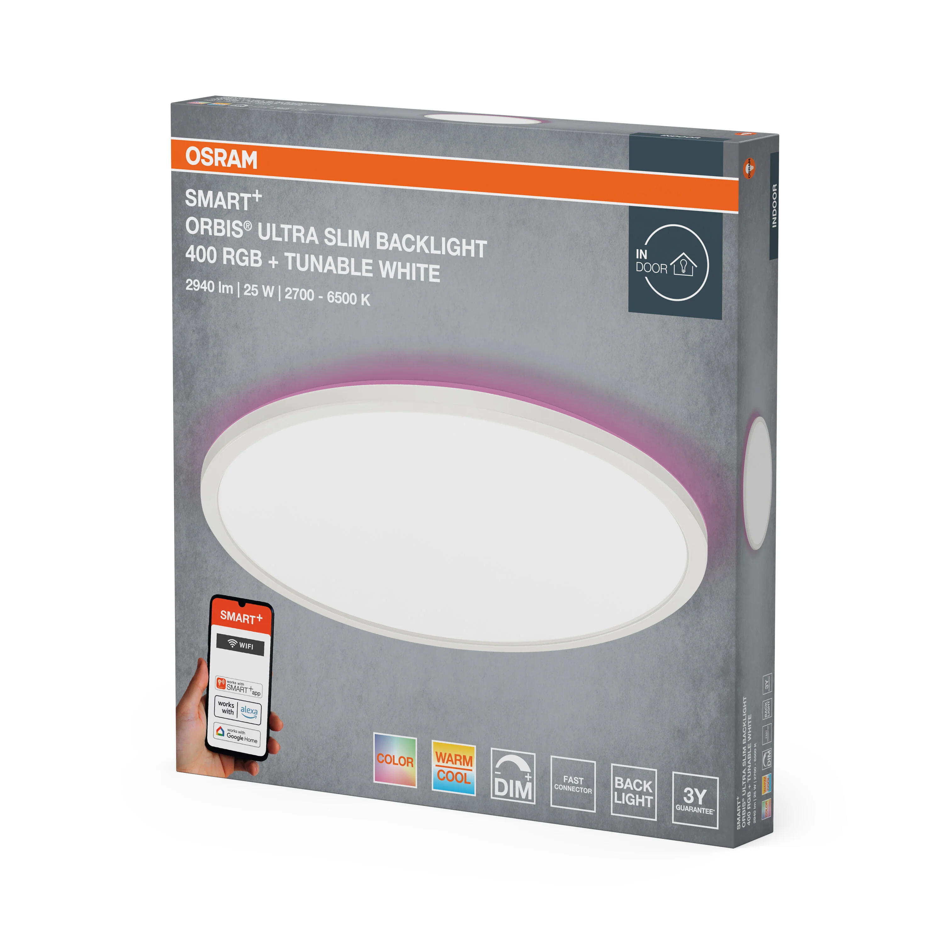 Plafon LED OSRAM SMART+ Wifi Orbis Ultra Slim Backlight 400mm biały RGB + TW - Image 6
