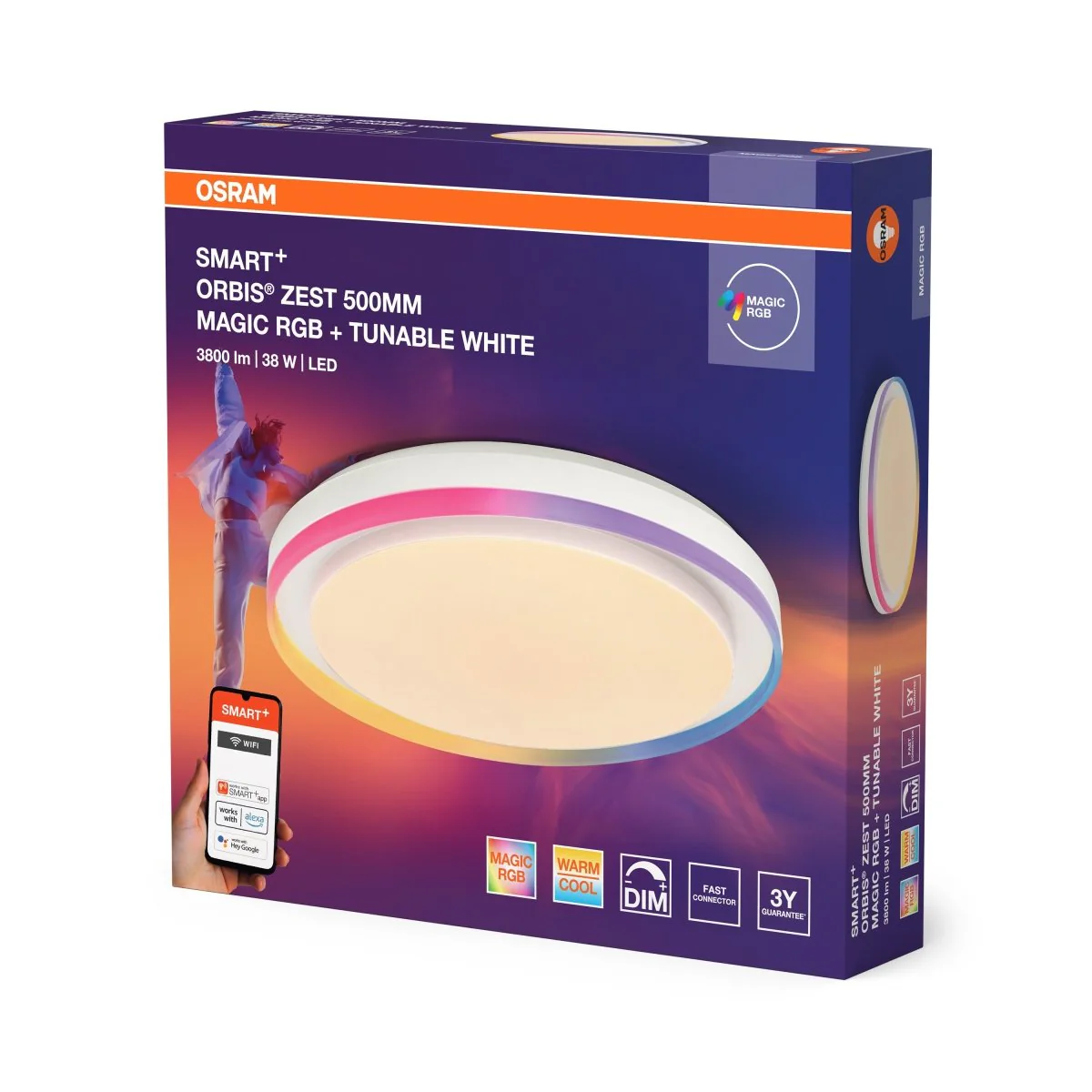 Plafon LED OSRAM Smart+ Wifi Orbis ZEST RGB 500mm biały - Image 2