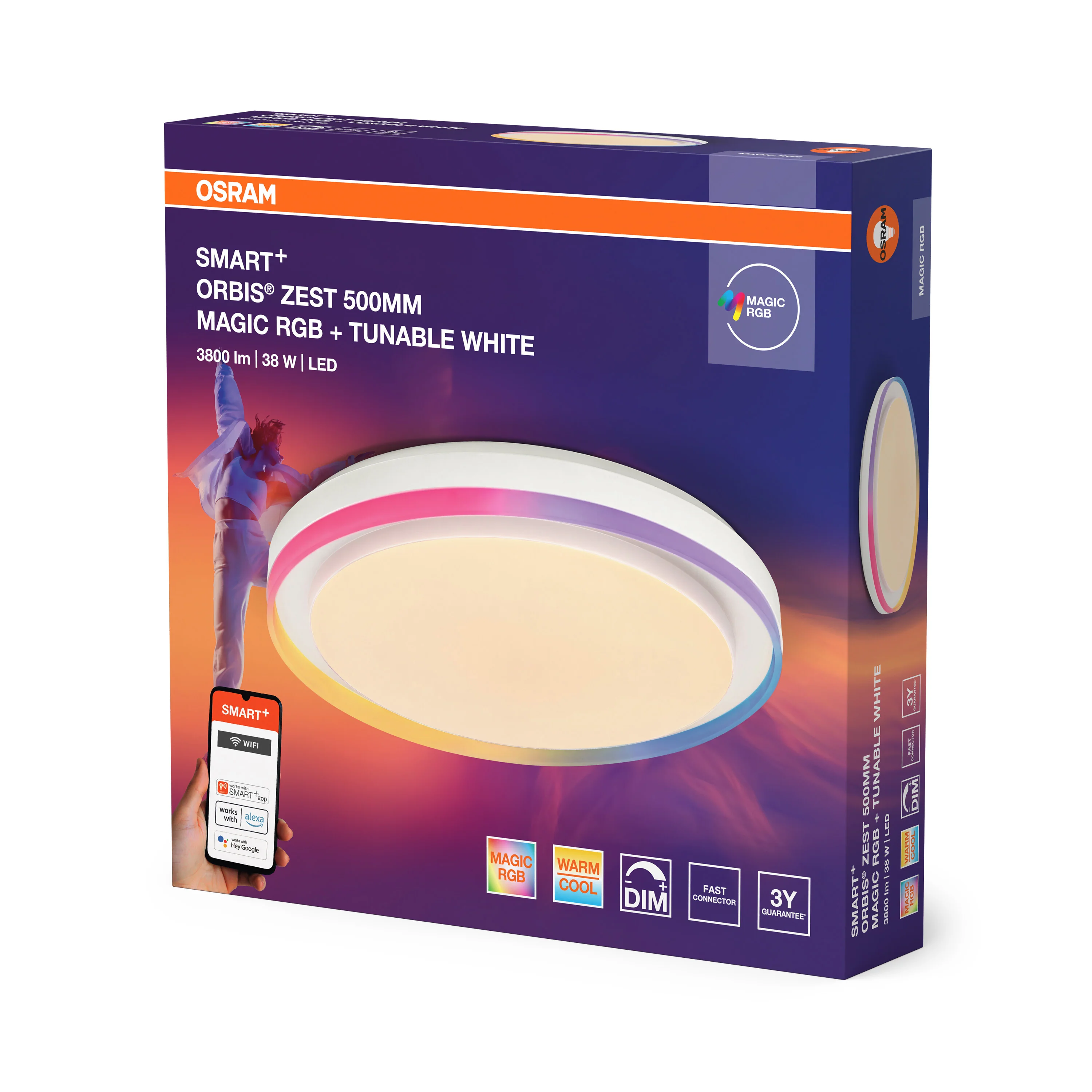 Plafon LED OSRAM Smart+ Wifi Orbis ZEST RGB 500mm biały - Image 6