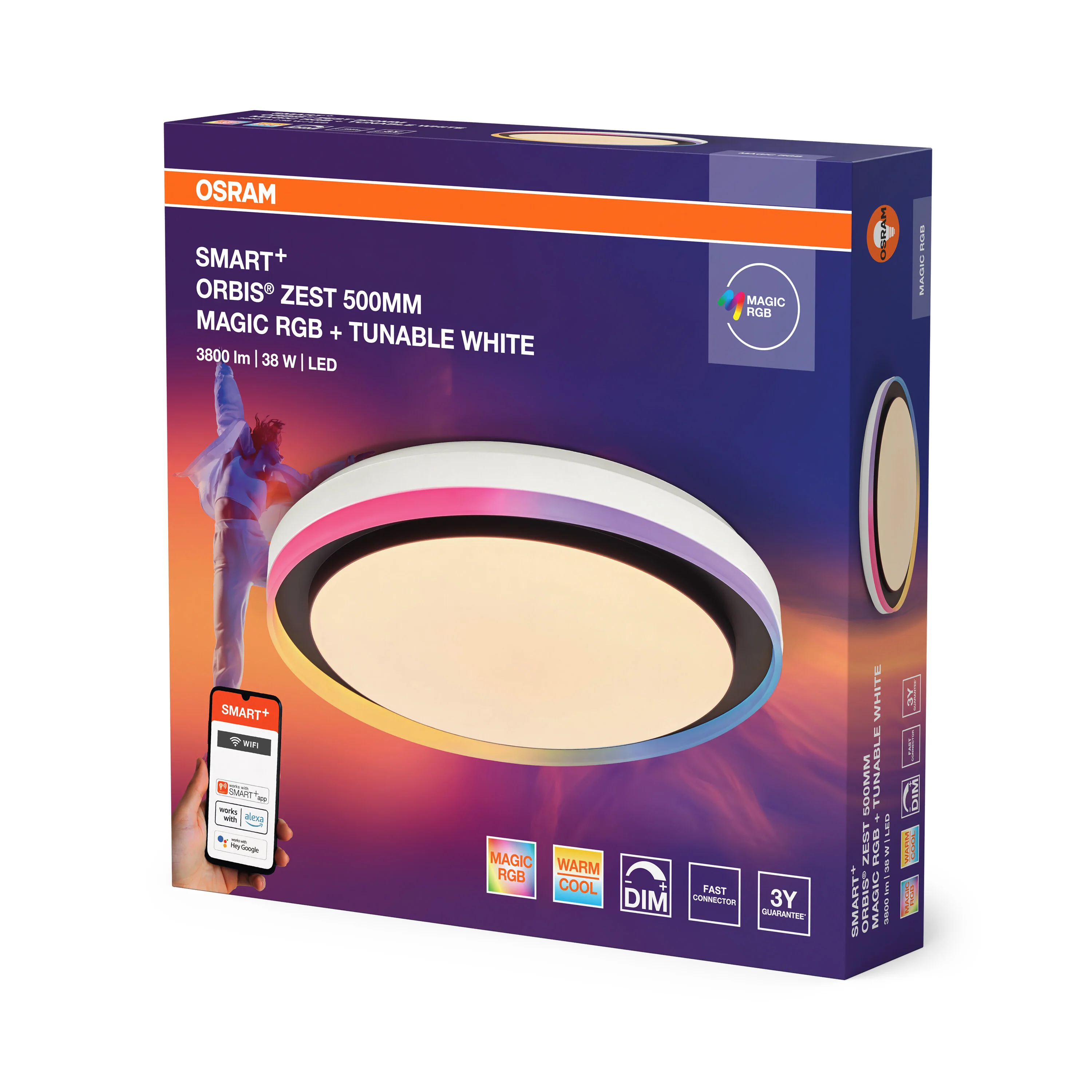 Plafon LED OSRAM Smart+ Wifi Orbis ZEST RGB 500mm czarny - Image 6
