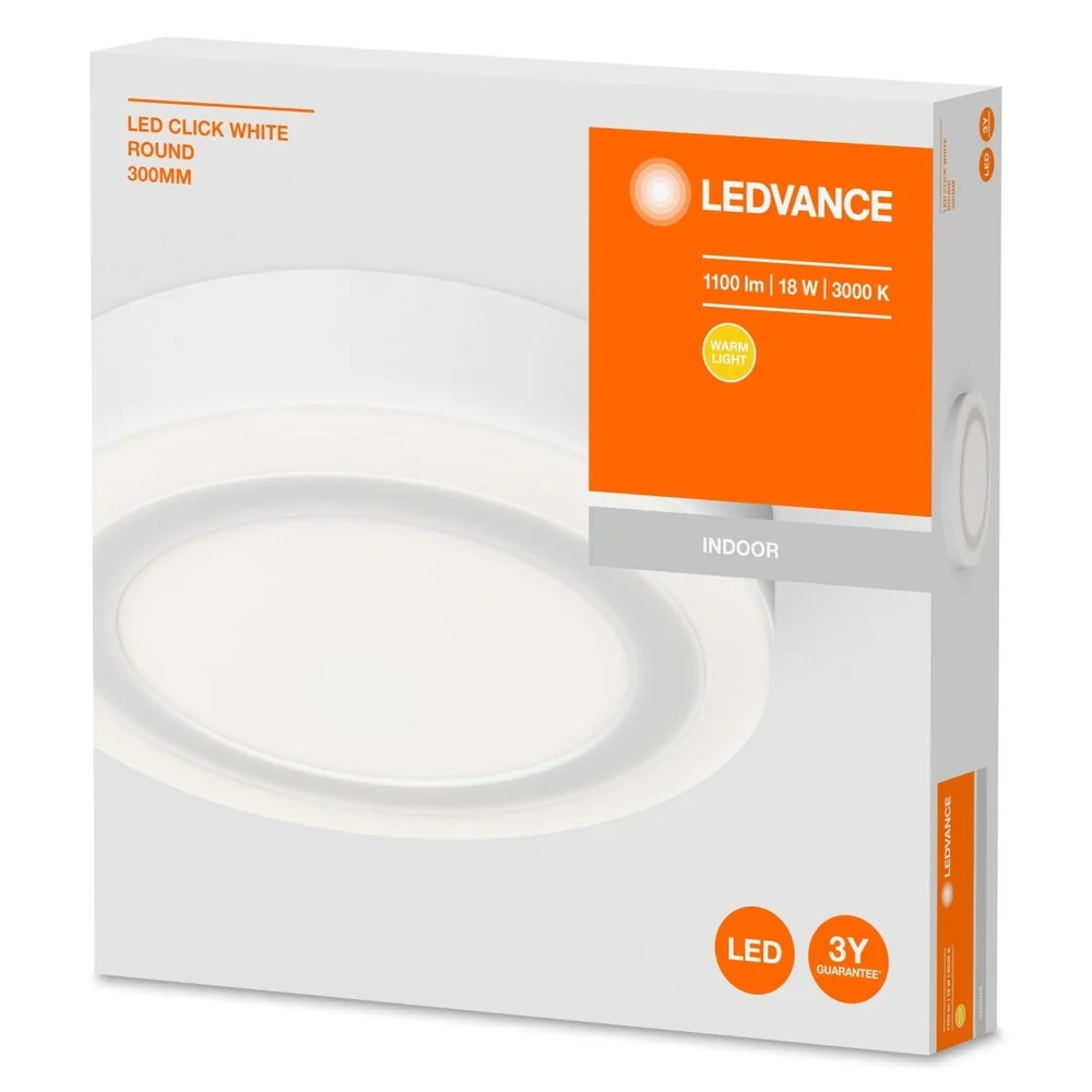Lampa sufitowa LED CLICK WHITE RD 18W, praktyczna, z przełącznikiem, okrągła, 300 mm - Image 3