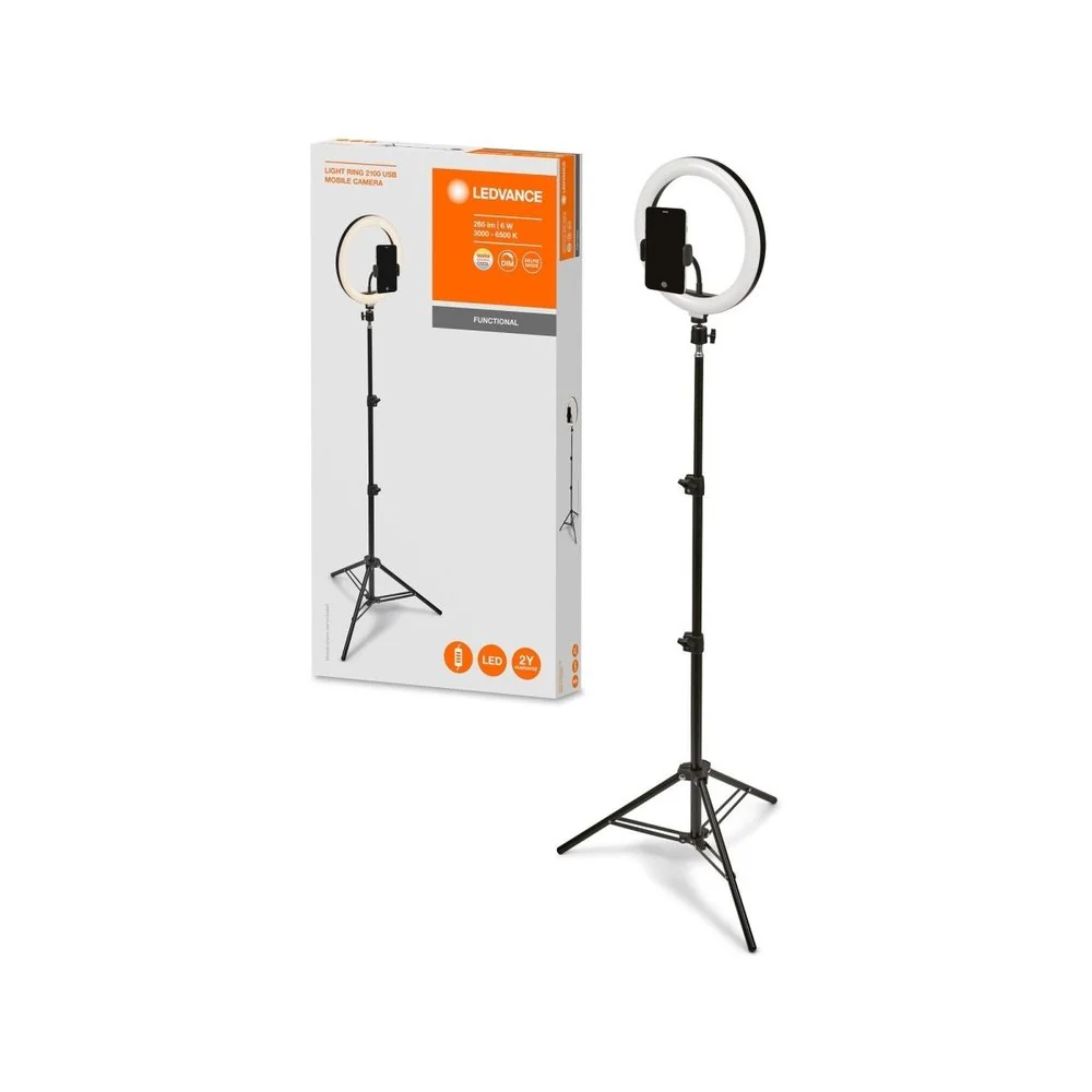Lampa LED BT MOBILE CAMERA RING TRIPOD 6W, przenośna, doświetlenie aparatu, okrągły moduł LED, ściemnialna, ładowanie USB, regulowana biel - Image 4
