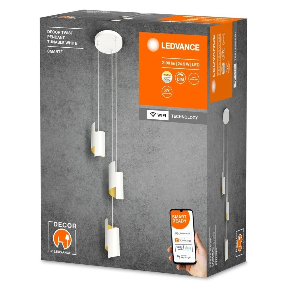 Lampa sufitowa LED WiFi 24,5W, inteligentna Smart+ Twist Pendant White, regulowana biel. - Image 3