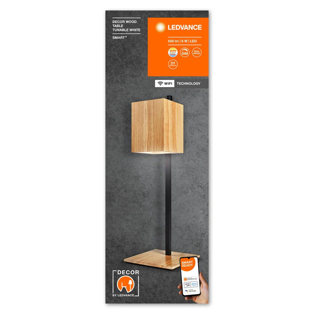 Lampa stołowa LED WiFi 8W, inteligentna Wood Table, regulowana biel. - Image 4