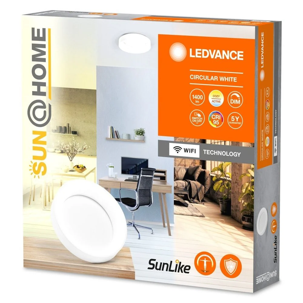 Lampa wewnętrzna sufitowa LED WiFi 18,5W, inteligentna, Sun@Home Circular White, regulowana biel. - Image 3