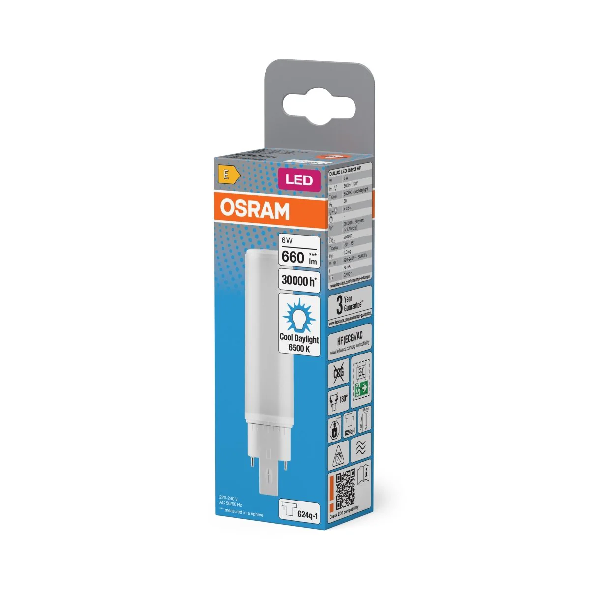 Świetlówka LED OSRAM DULUX LED D/E13 HF & AC MAINS 6W 865 G24Q-1 - Image 2