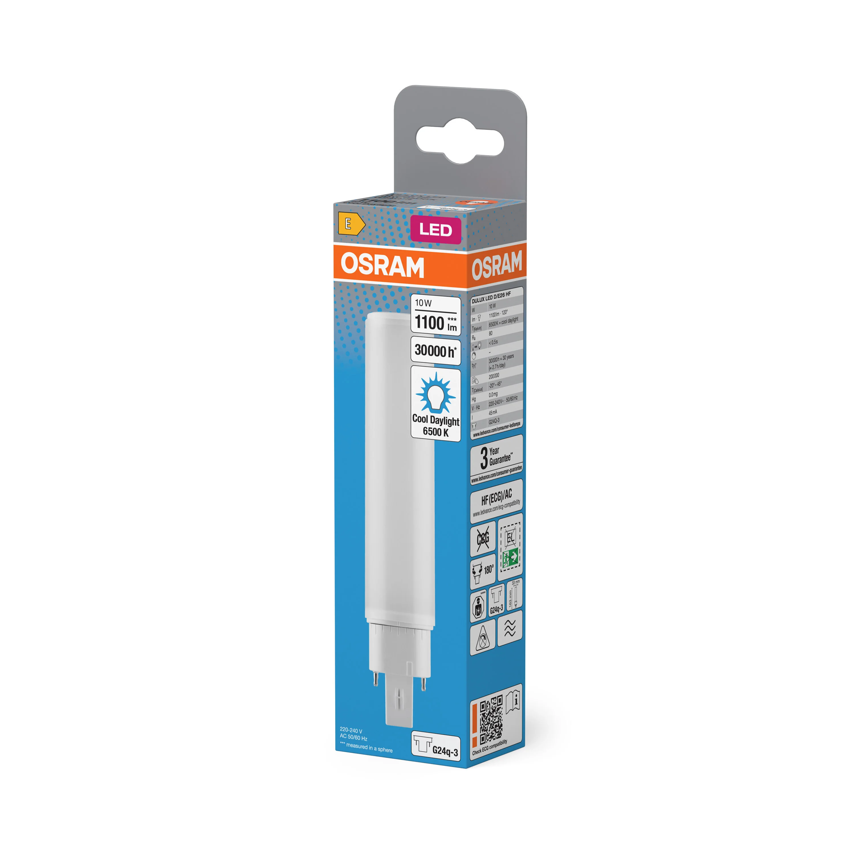 Świetlówka LED OSRAM DULUX LED D/E26 HF & AC MAINS 10W 865 G24Q-3 - Image 5