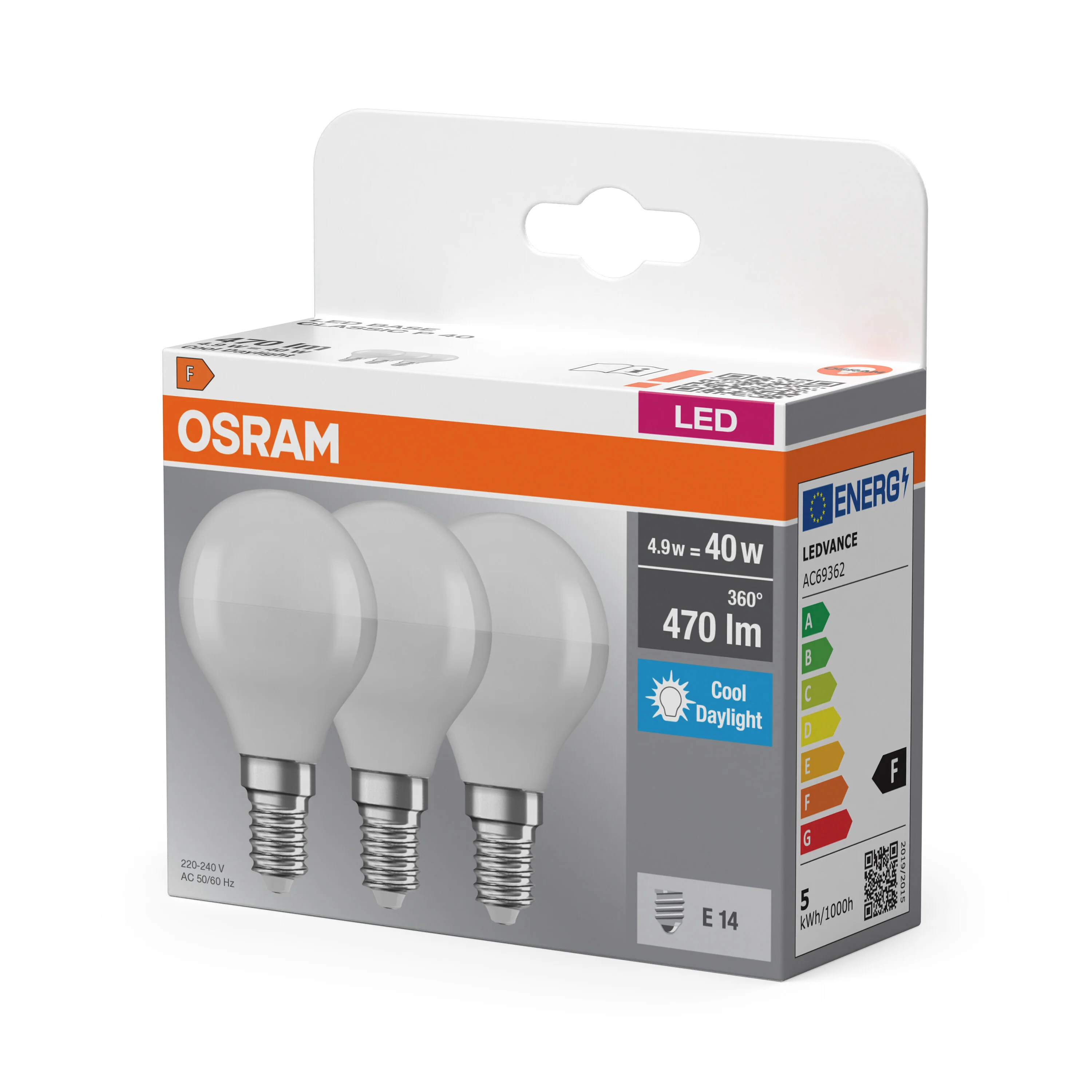 Szyna LED OSRAM LED Base Classic P 40 4.9W 865 Frosted E14 - Image 5
