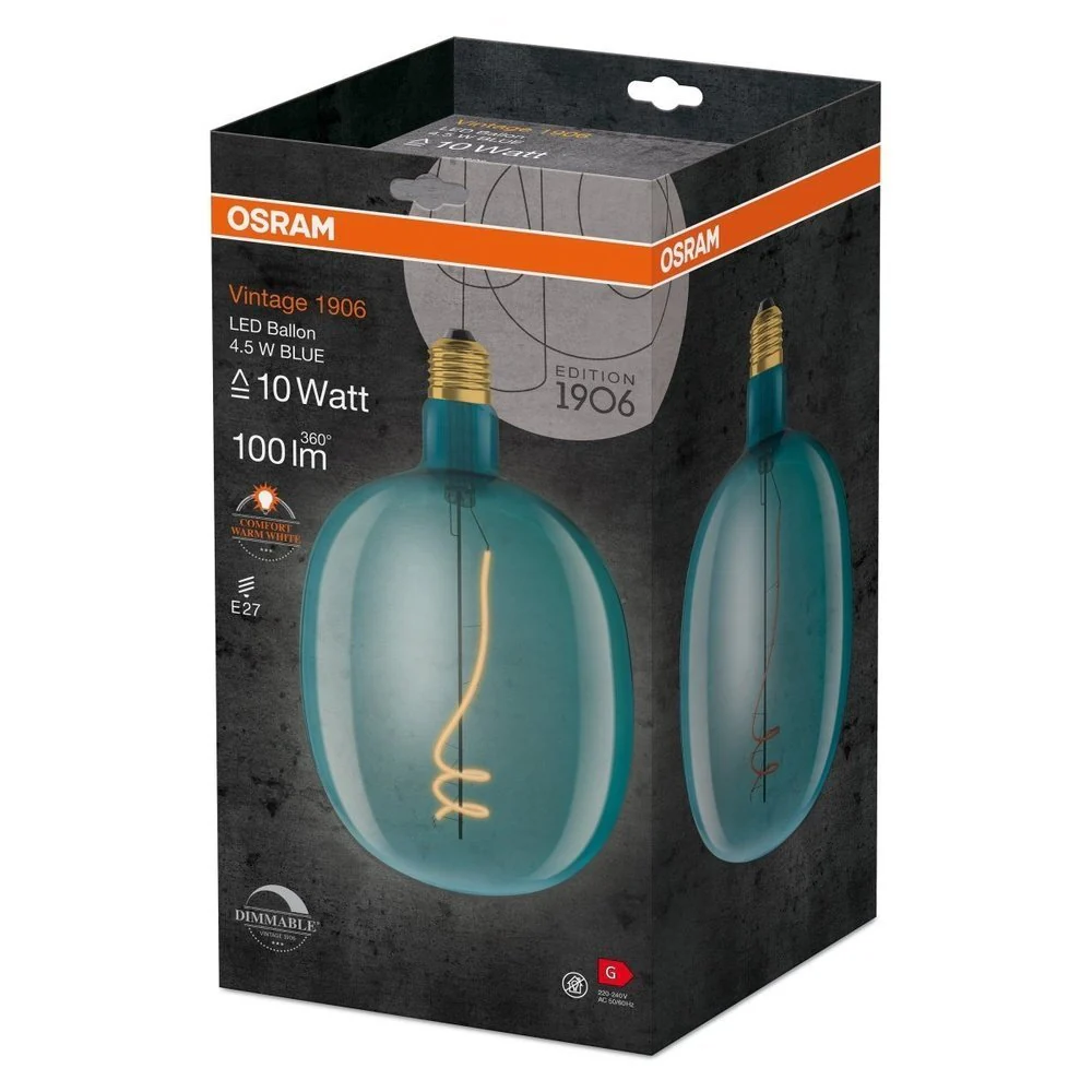 Żarówka LED E27 4,5W Vintage 1906 LED Big Special Shapes 10 BLUE, ściemnialna, barwa ciepła. - Image 3