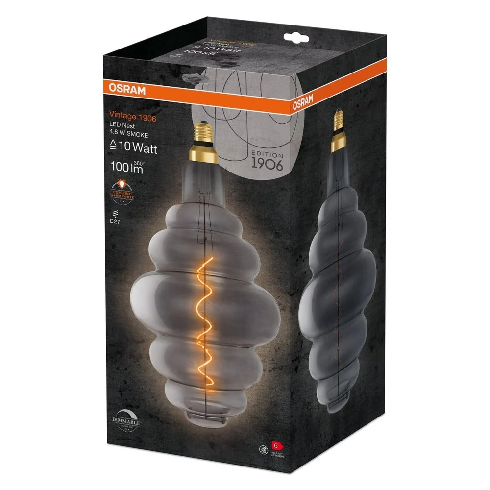 Żarówka LED E27 Vintage 1906 LED Big Special Shapes 10 SMOKE, ściemnialna, barwa ciepła. - Image 3