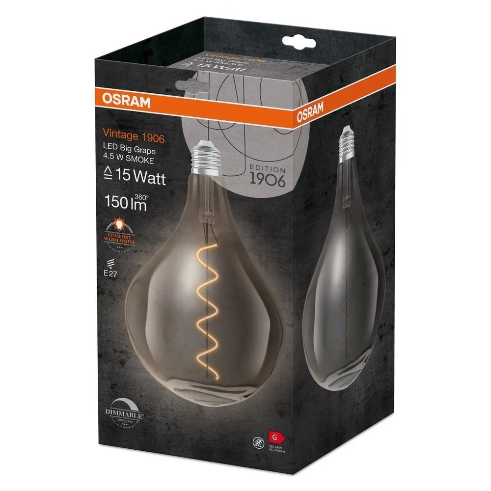 Żarówka LED E27 4,5W Vintage 1906 LED Big Special Shapes 15 SMOKE, ściemnialna, barwa ciepła. - Image 3