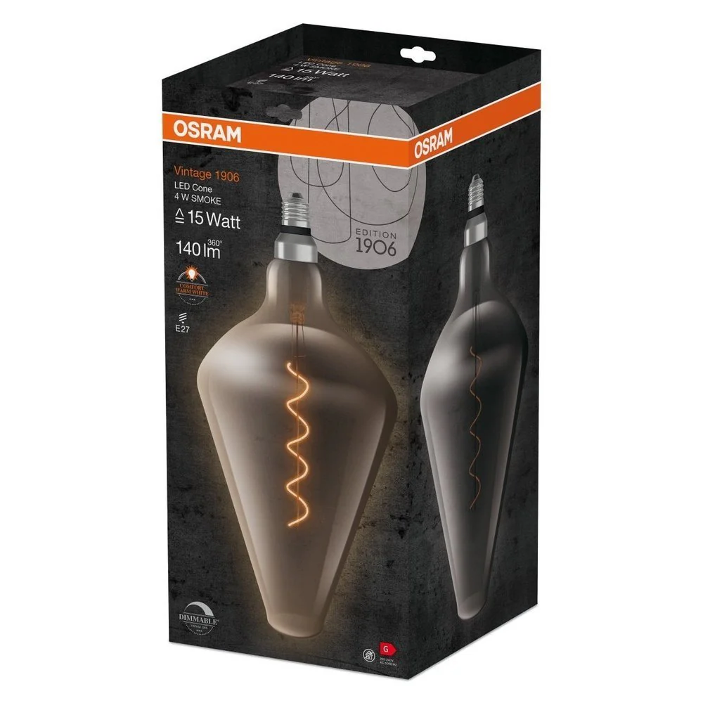 Żarówka LED E27 4W Vintage 1906 LED Big Special Shapes 15 SMOKE, ściemnialna, barwa ciepła. - Image 3