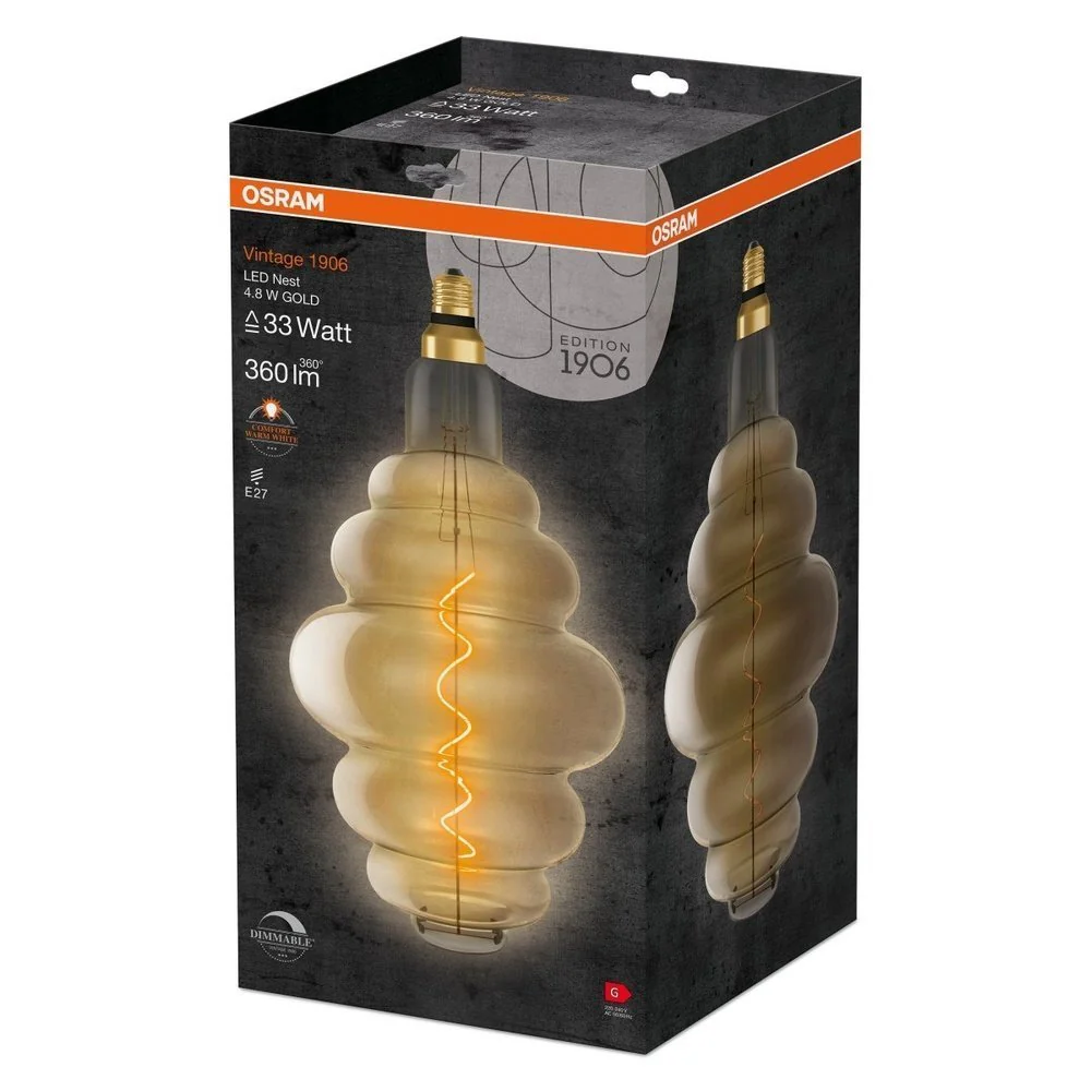 Żarówka LED E27 4,8W Vintage 1906 LED Big Special Shapes 33 GOLD, ściemnialna, barwa ciepła. - Image 3