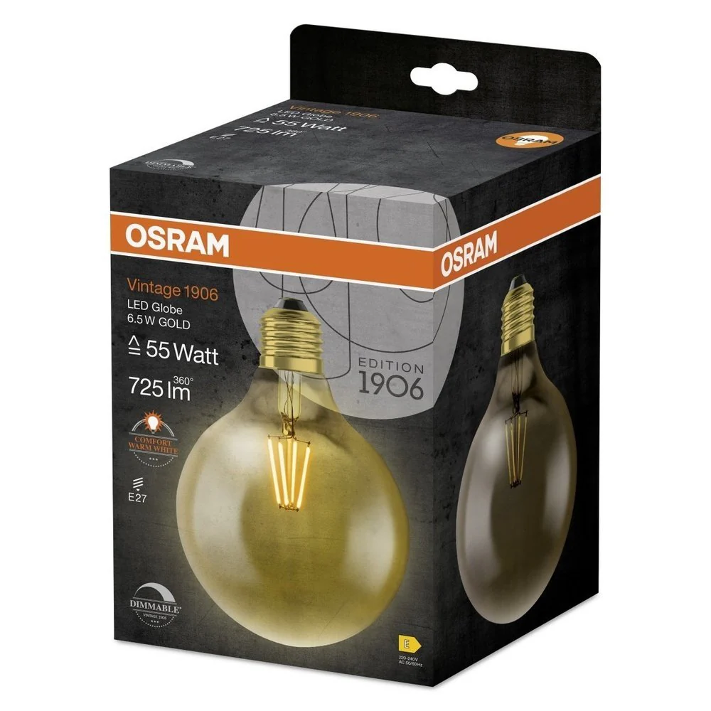 Żarówka LED E27 6,5W Vintage 1906 LED CLASSIC Globe 55 GOLD ściemnialna, barwa ciepła. - Image 2