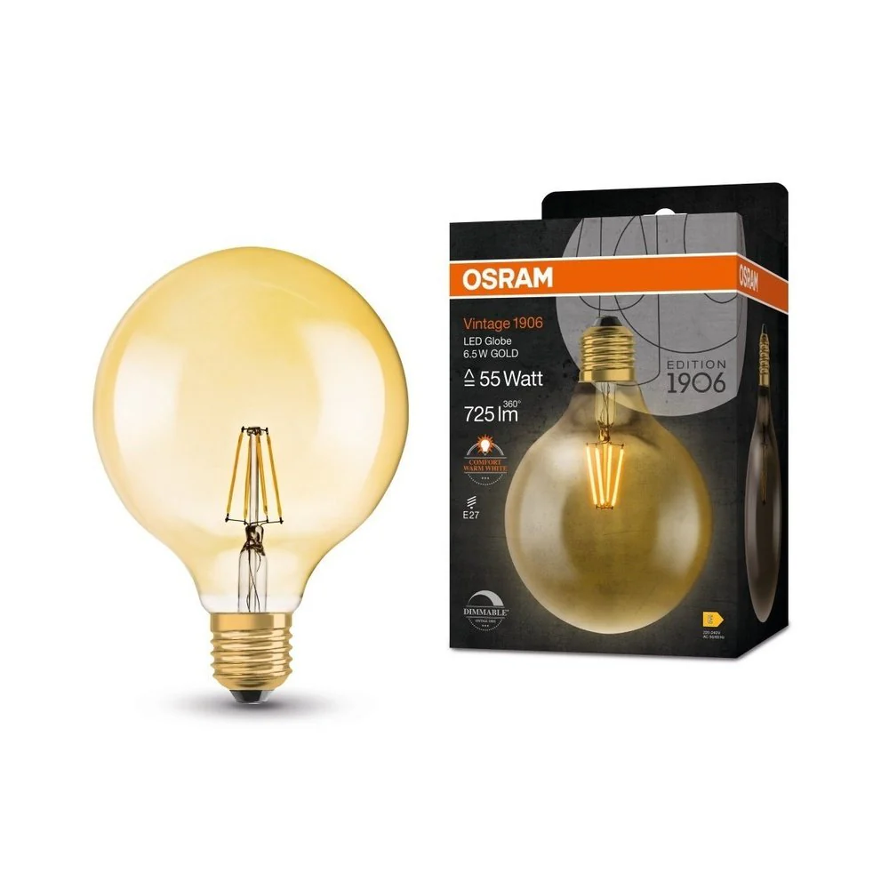 Żarówka LED E27 6,5W Vintage 1906 LED CLASSIC Globe 55 GOLD ściemnialna, barwa ciepła. - Image 36