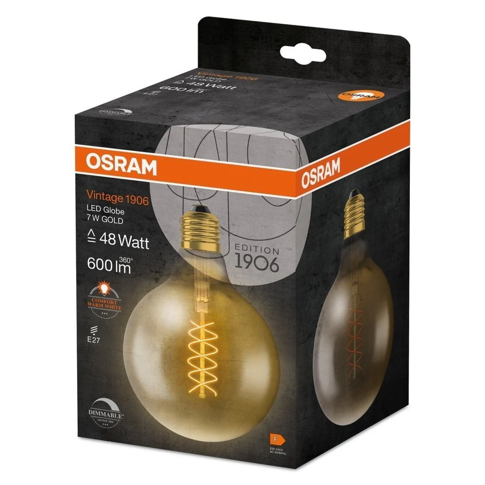 Żarówka LED E27 Vintage 1906 LED CLASSIC SLIM FILAMENT Globe 37 GOLD ściemnialna, barwa ciepła. - Image 3