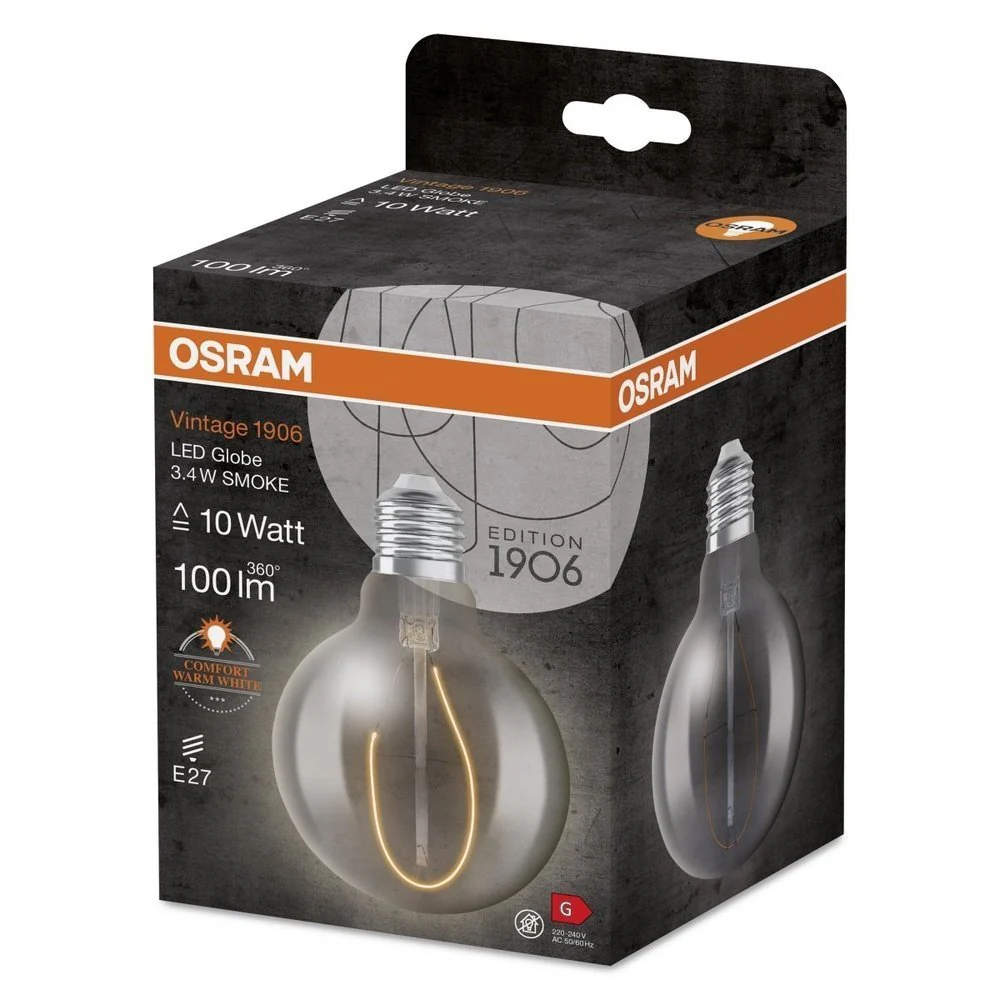Żarówka LED E27, 3,4W Vintage 1906® LED CLASSIC  A, Globe and EDISON 10 SMOKE, barwa ciepła. - Image 3