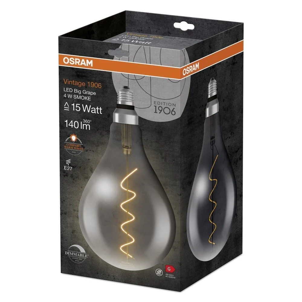 Żarówka LED E27, 4W Vintage Grape 1906 LED Big Special Shapes 15 SMOKE, ściemnialna, barwa ciepła. - Image 3