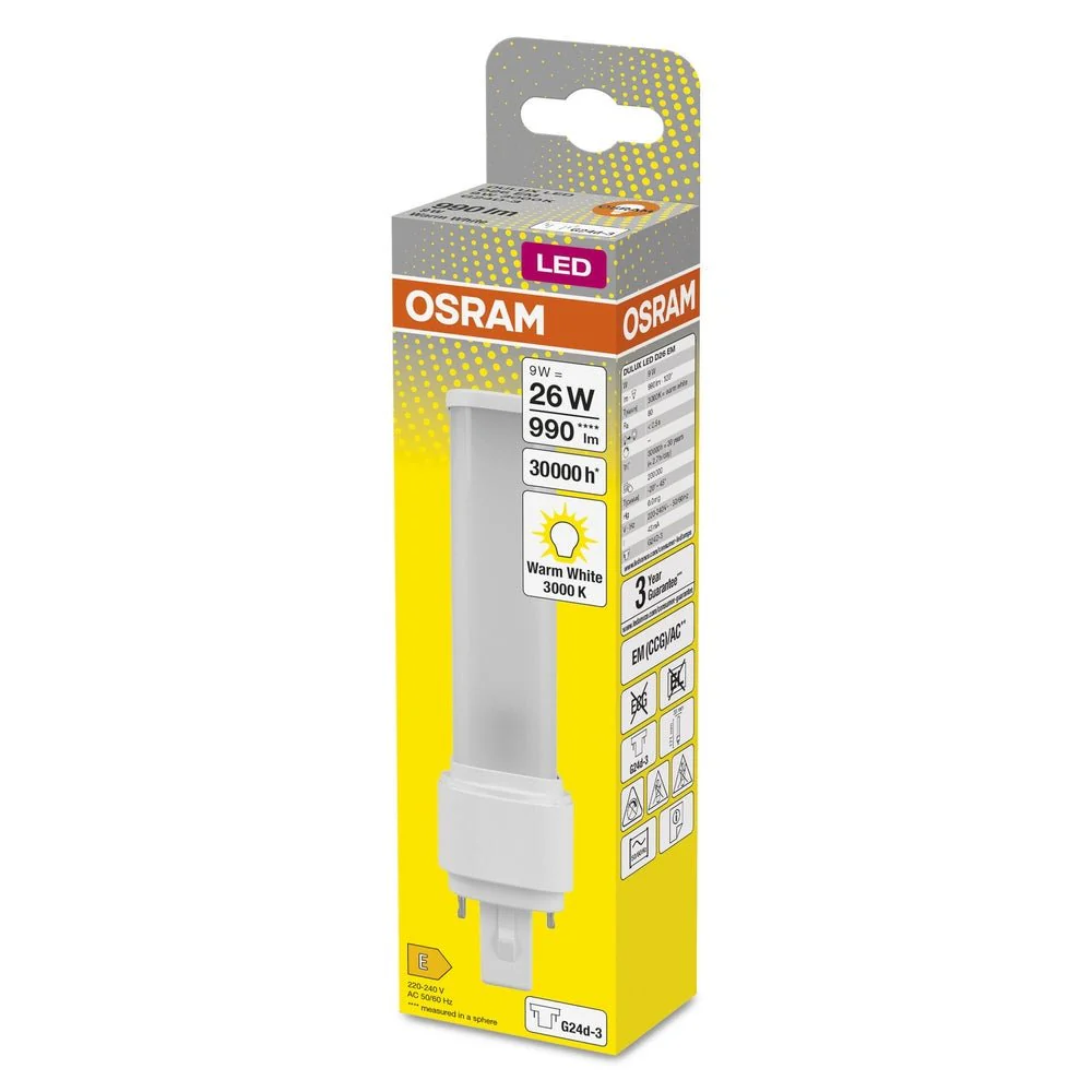 Zamiennik LED świetlówek jednotrzonkowych G24d-3 9W 3000K - Image 3