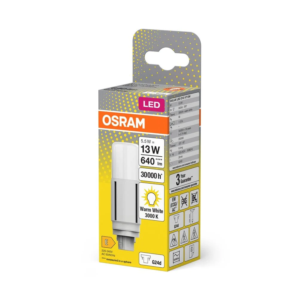 Zamiennik LED świetlówek jednotrzonkowych G24d 5,5W 3000K - Image 3