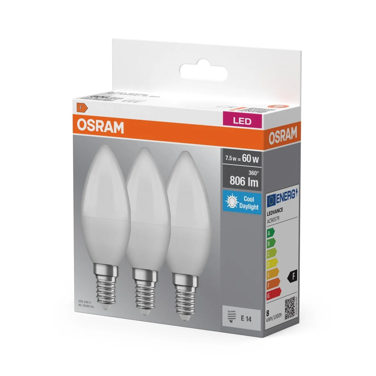 Żarówka LED OSRAM CLASSIC B 60W LED BULB 6.8W 827 Frosted E14 Triple Pack - Image 2