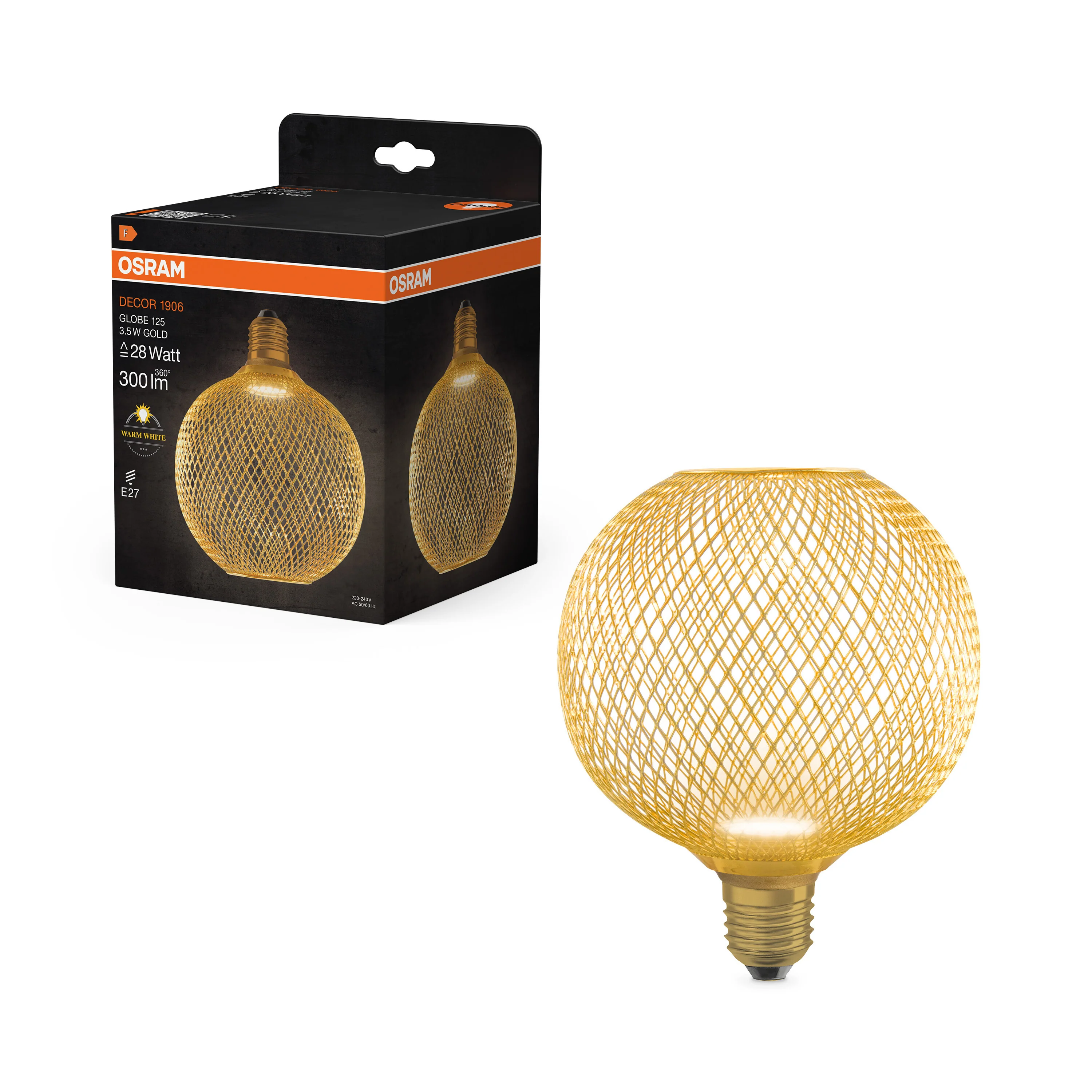Żarówka LED OSRAM DECOR LED FLAT GLOBE 125 GOLD 3.5W 827 Frosted E27 Non-DIM - Image 5