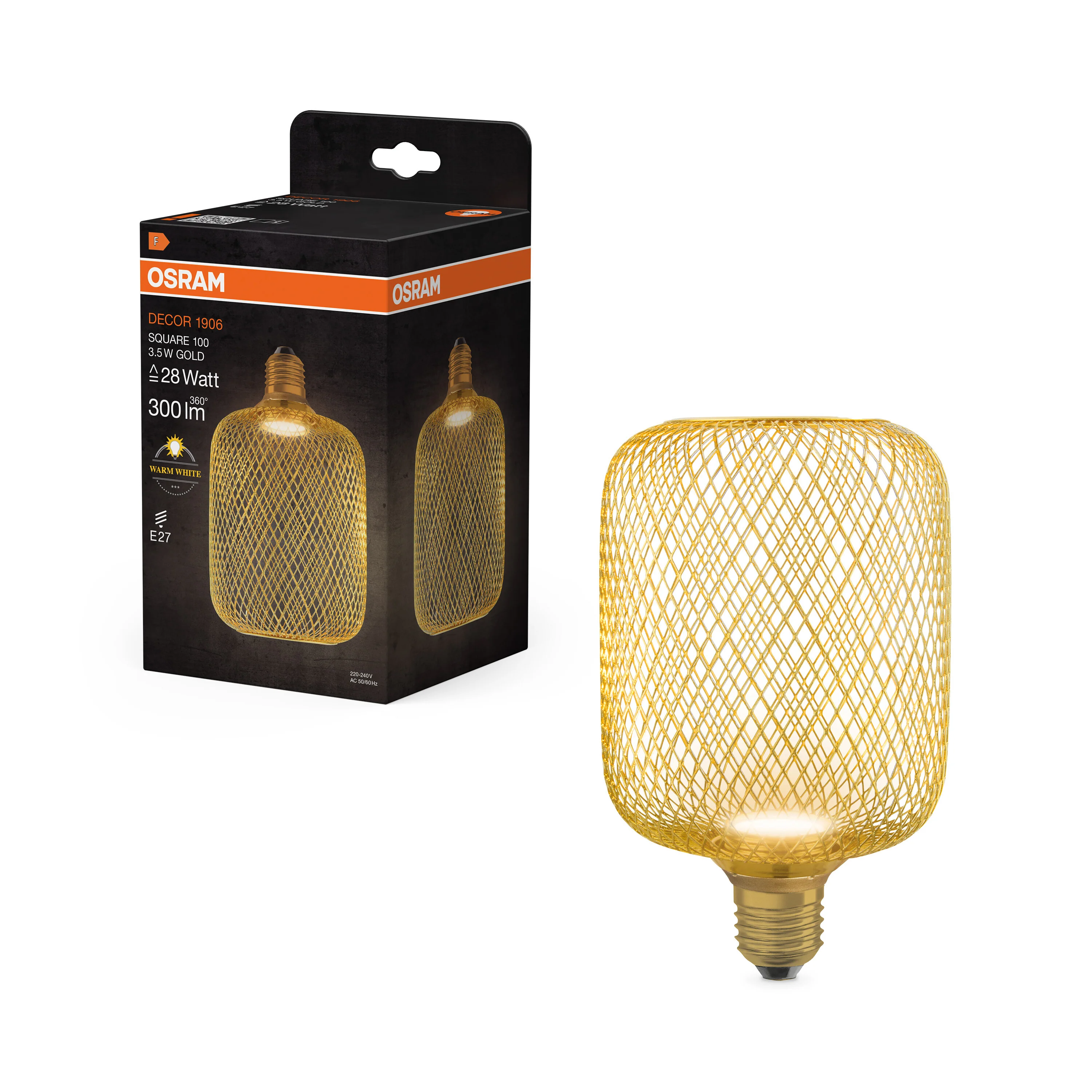 Żarówka LED OSRAM DECOR LED FLAT SQUARE 100 GOLD 3.5W 827 Frosted E27 Non-DIM - Image 5