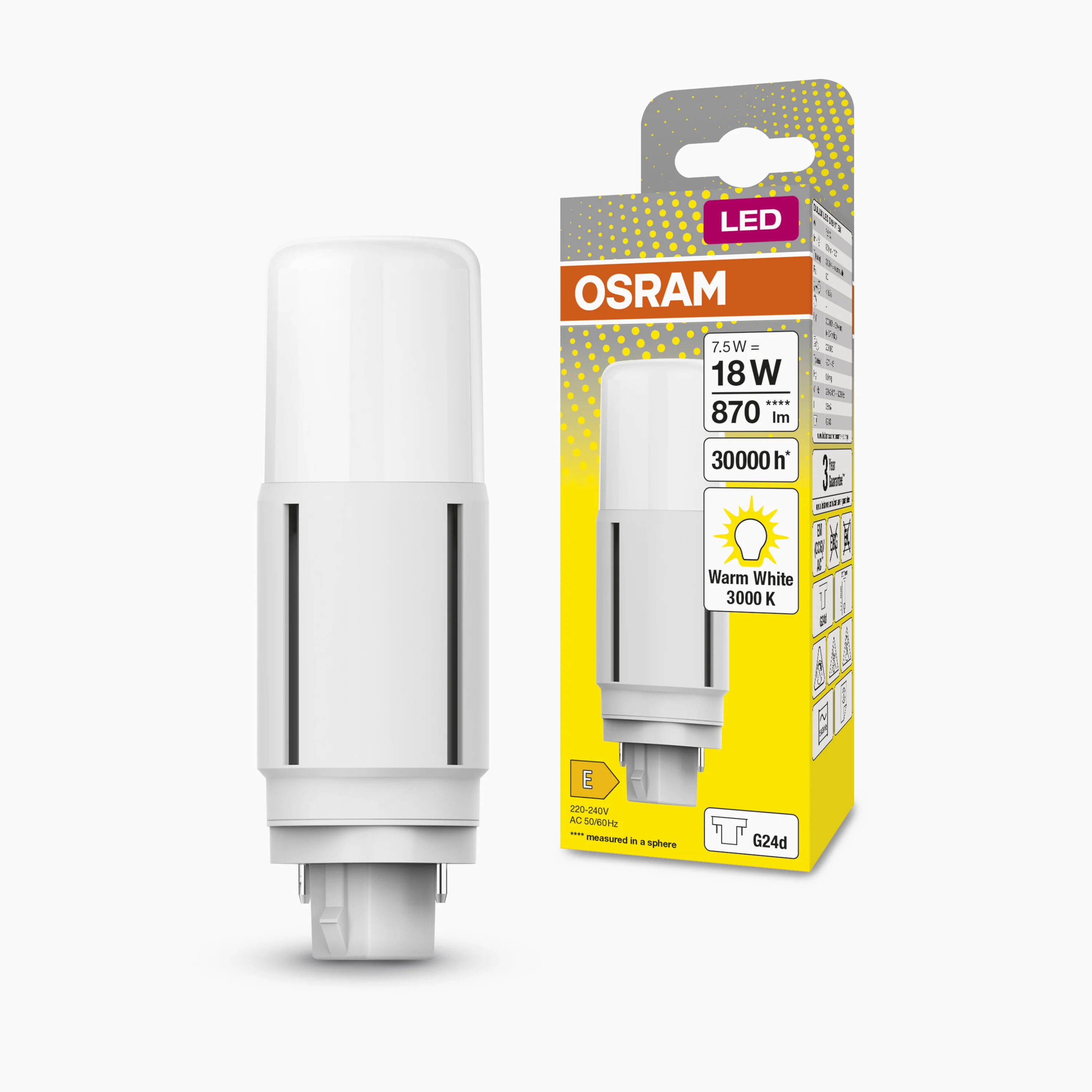 Żarówka LED OSRAM DULUX LED D18 VT EM & AC MAINS 7.5W 830 G24D - Image 4