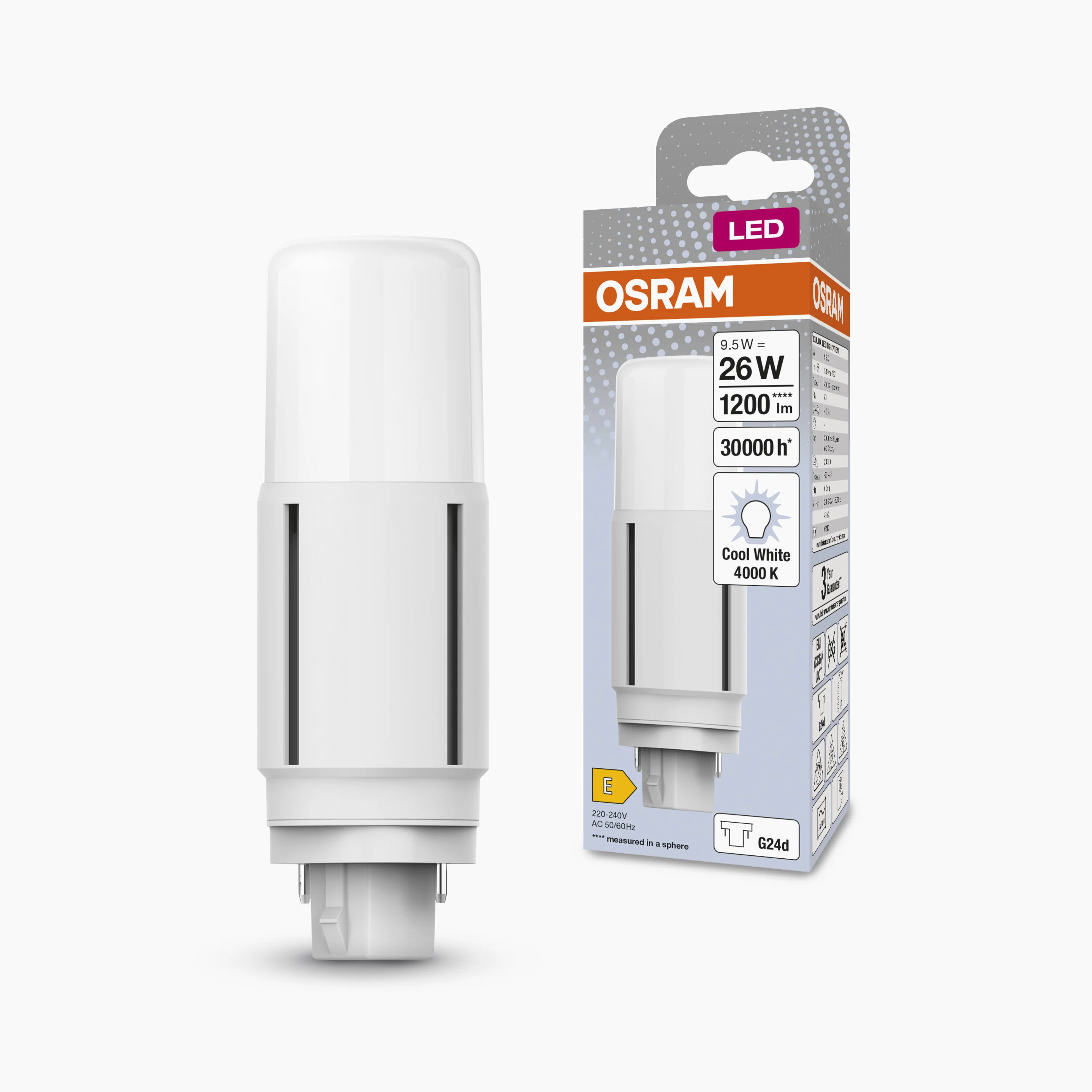 Żarówka LED OSRAM DULUX LED D26 VT EM & AC MAINS 9.5W 840 G24D - Image 4