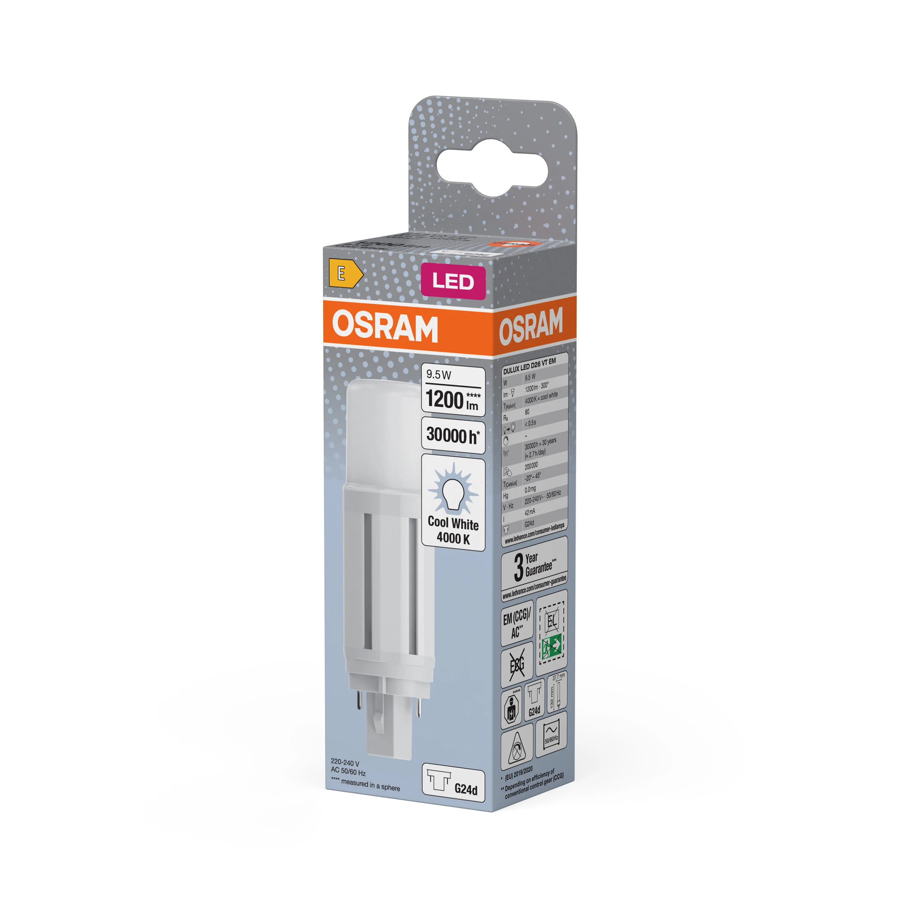 Żarówka LED OSRAM DULUX LED D26 VT EM & AC MAINS 9.5W 840 G24D - Image 5