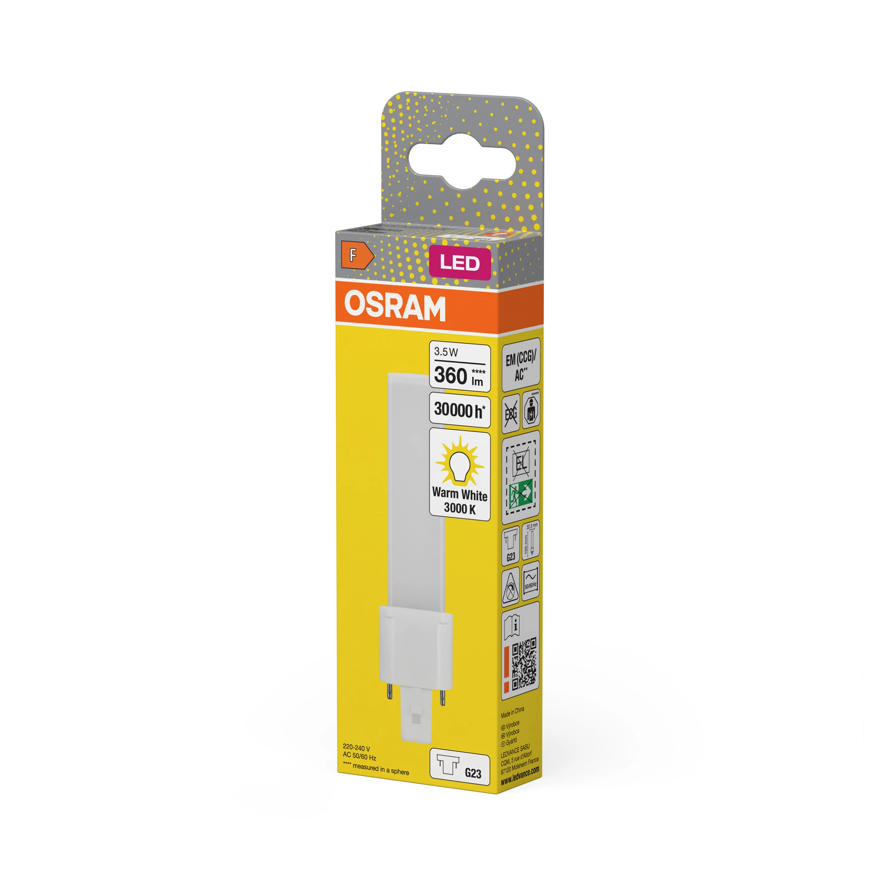 Żarówka LED OSRAM DULUX LED S7 EM & AC MAINS 3.5W 830 G23 - Image 6