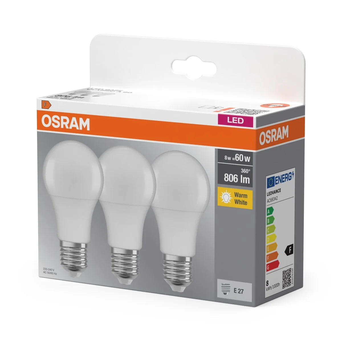 Żarówka LED OSRAM LED Base Classic A 60 8W 827 Frosted E27 - Image 2