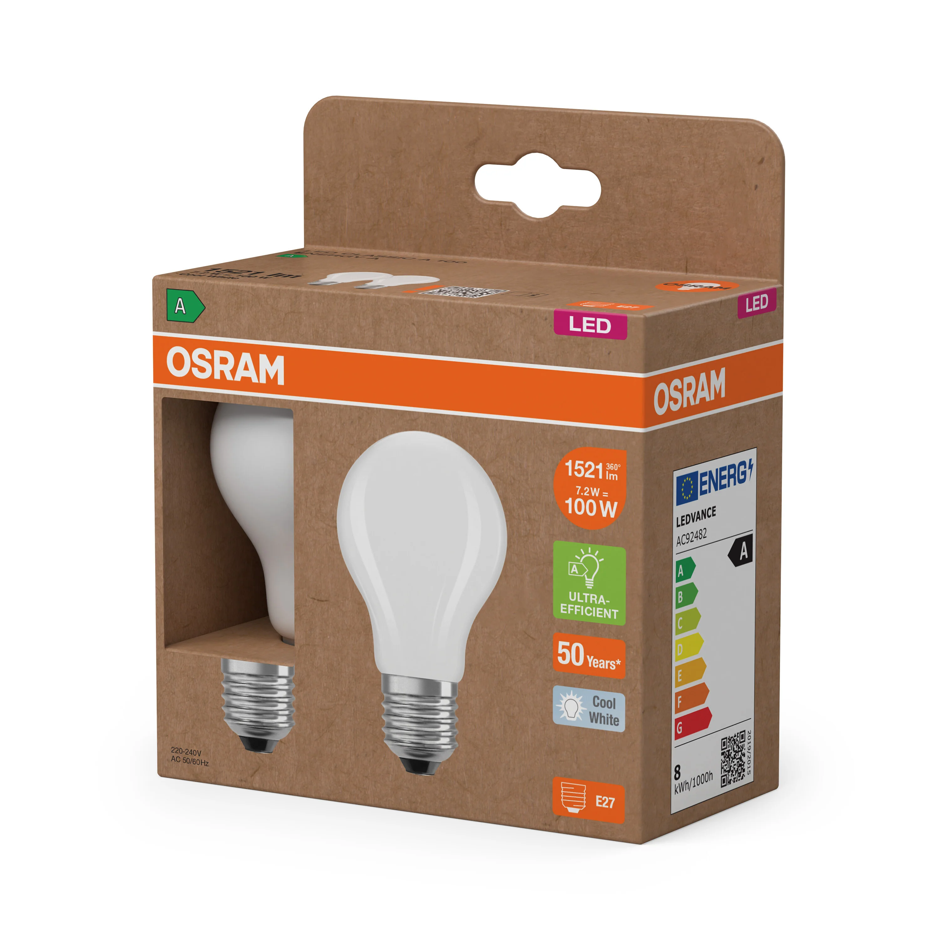 Żarówka LED OSRAM LED Classic A 100 Energy efficiency class A 7.2W 840 Frosted E27 - Image 5