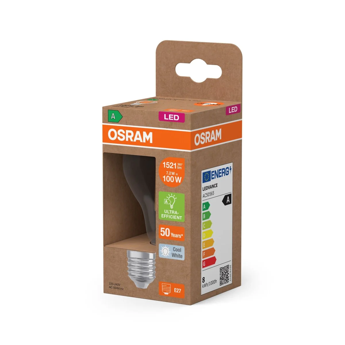 Żarówka LED OSRAM LED Classic A 100 Filament Energy efficiency class A 7.2W 840 Clear E27 neutralna - Image 2