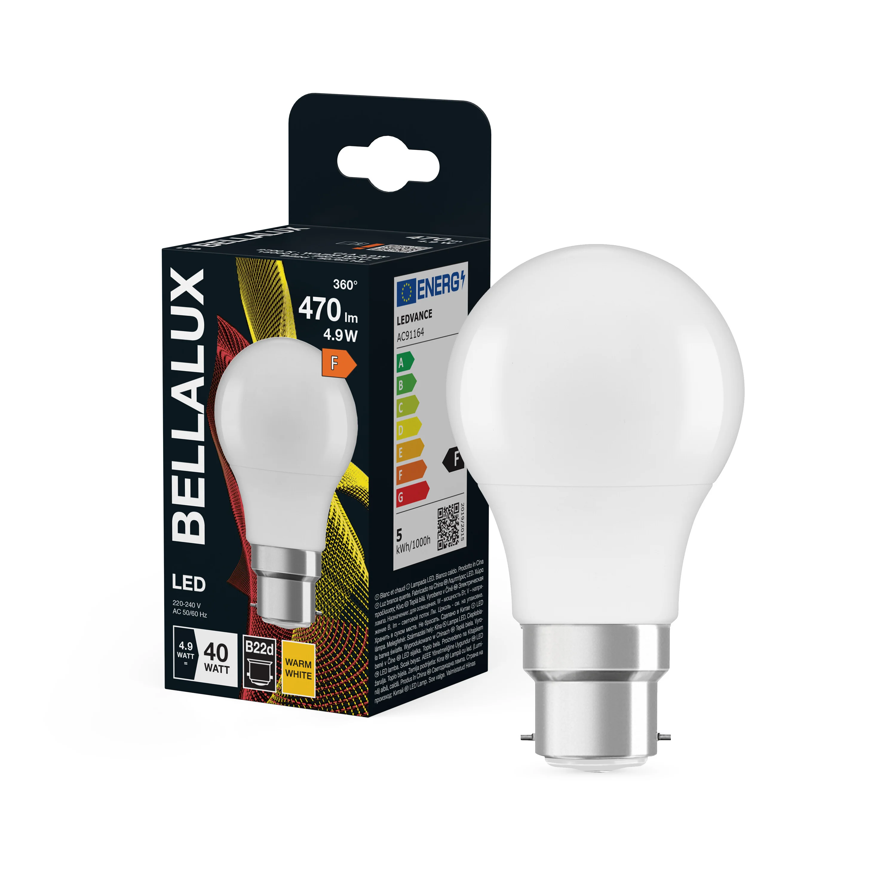 Żarówka LED OSRAM LED Classic A 40 4.9W 827 Frosted B22d - Image 4