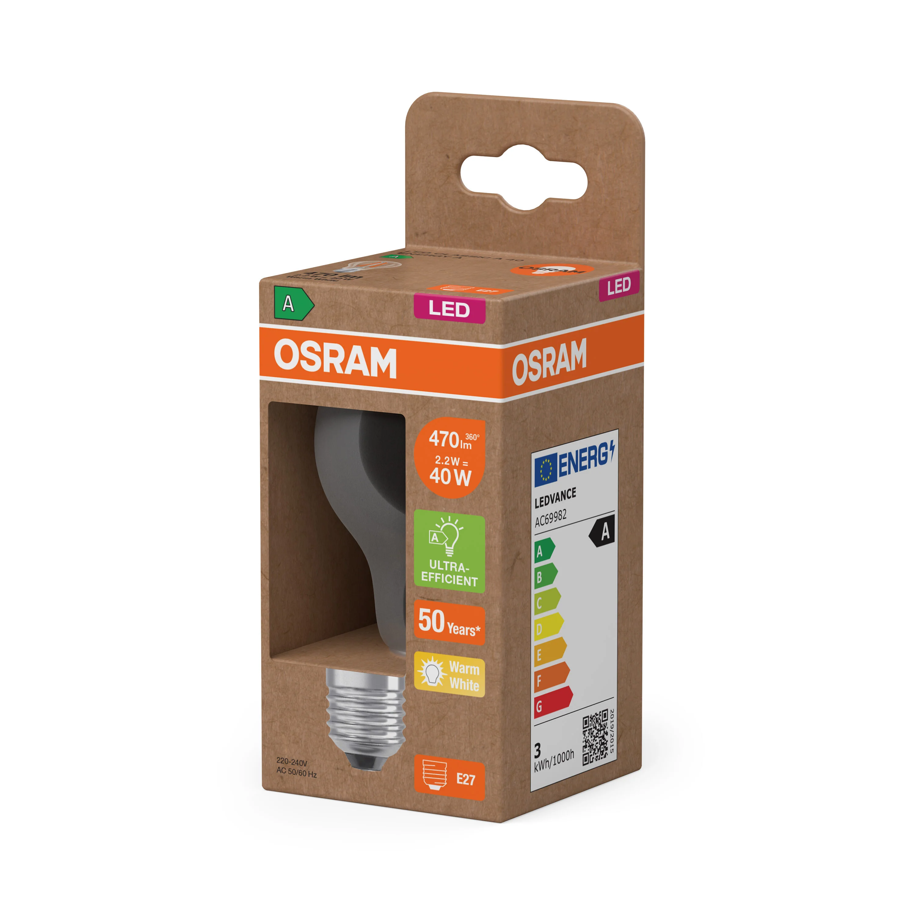 Żarówka LED OSRAM LED Classic A 40 Filament Energy efficiency class A 2.2W 827 Clear E27 - Image 5